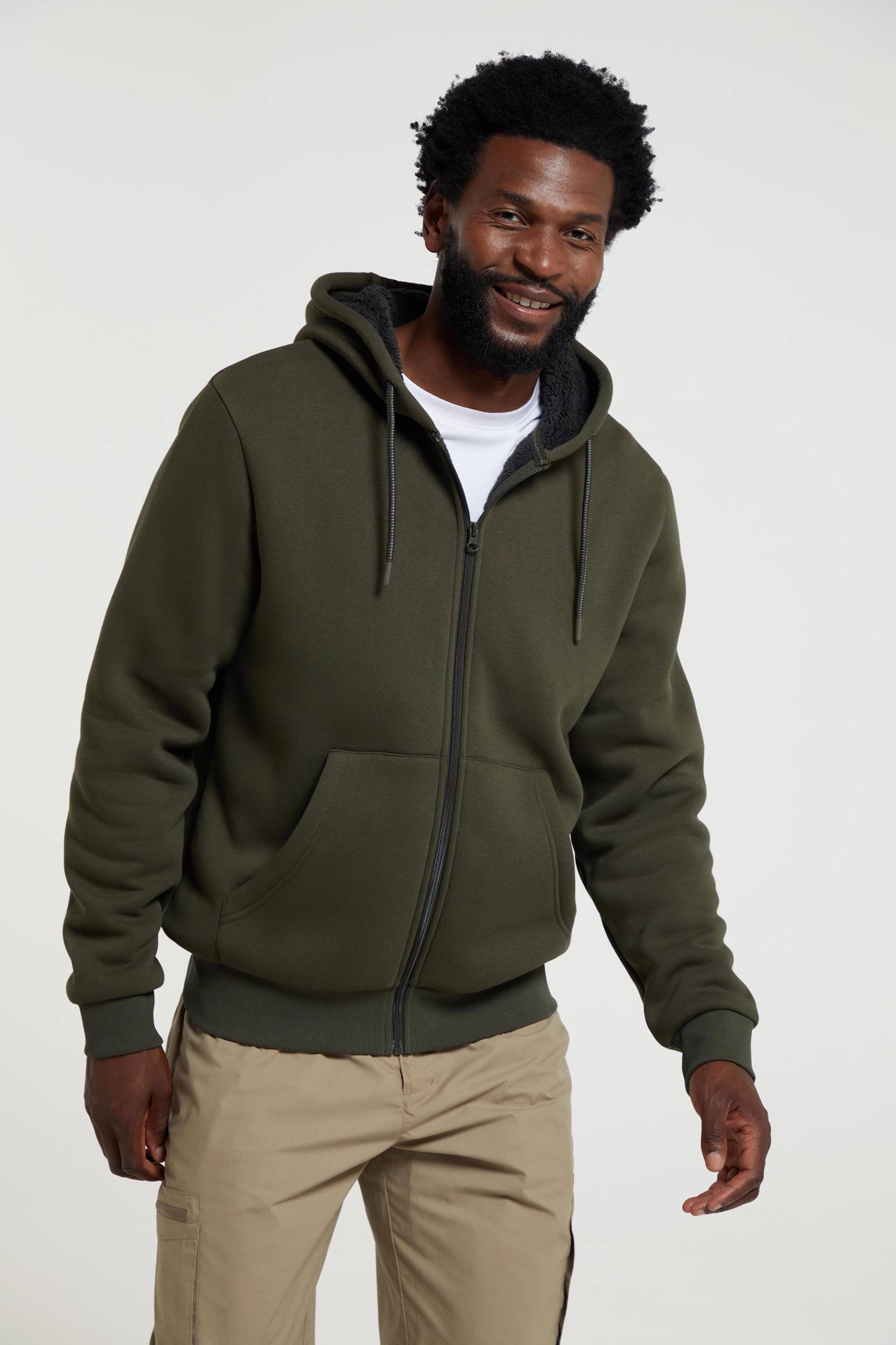 Dalton gefütterter Borg Kapuzenpullover für Herren - Dunkel-Khaki von Mountain Warehouse