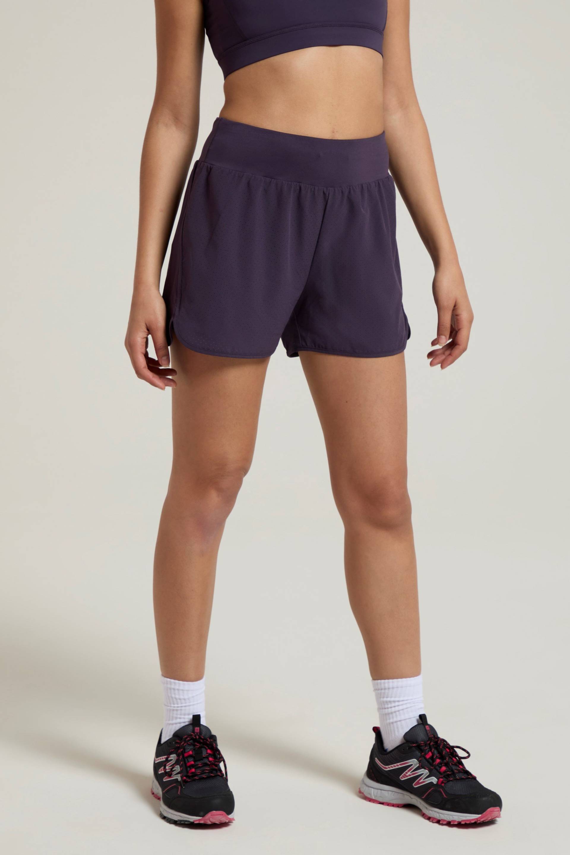 Double Layer Damen Lauf-Shorts - Dunkel Lila von Mountain Warehouse