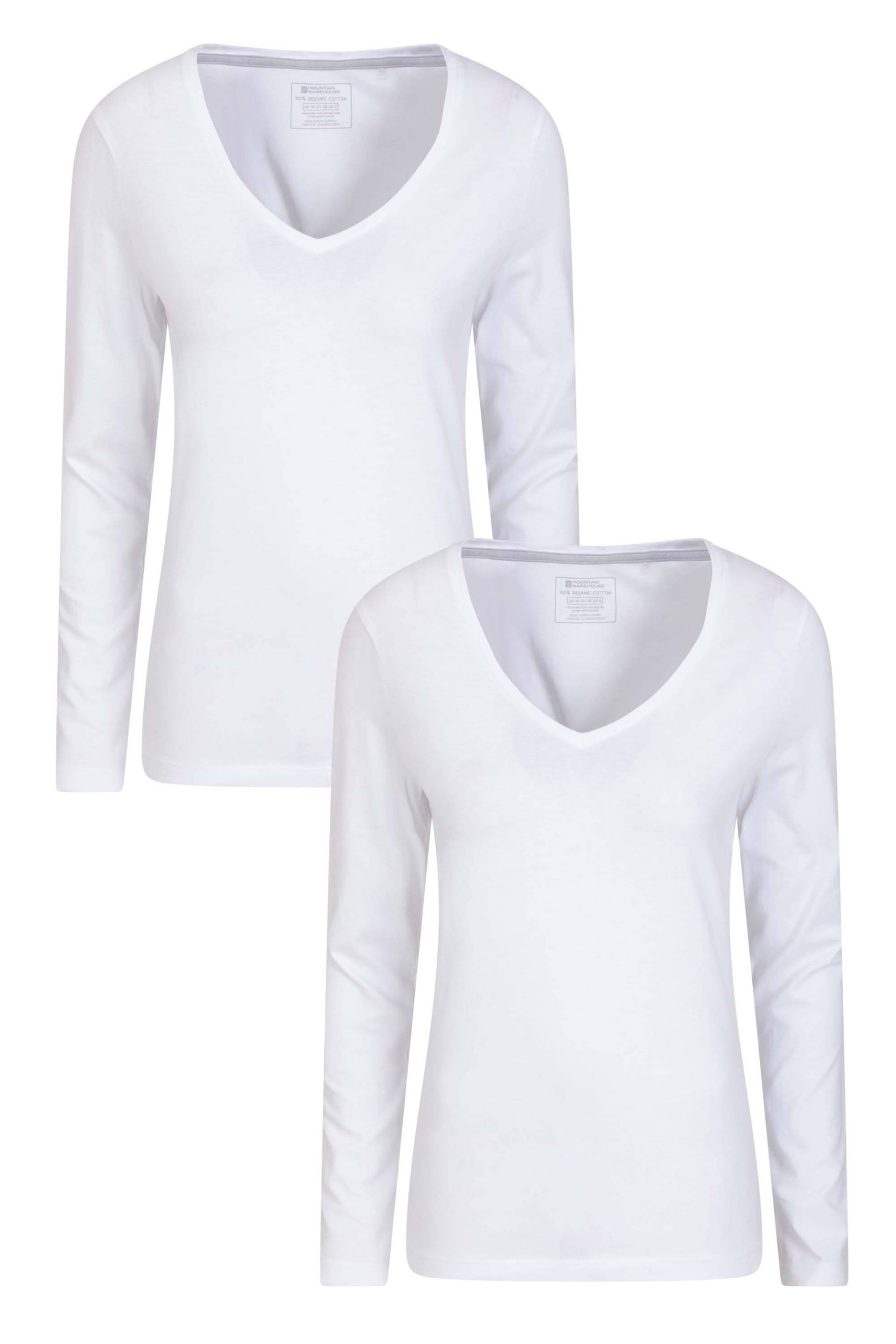 Eden Bio-T-Shirt mit V-Ausschnitt für Damen, Multipack - Weiss von Mountain Warehouse