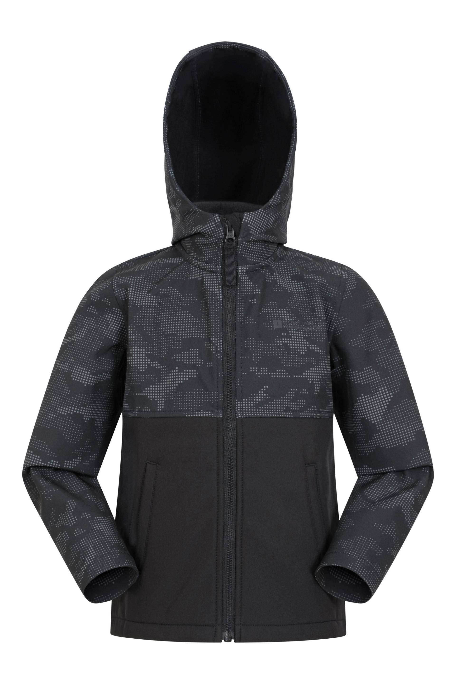 Exodus Camo Kinder Softshell-Jacke - Grau/Schwarz von Mountain Warehouse