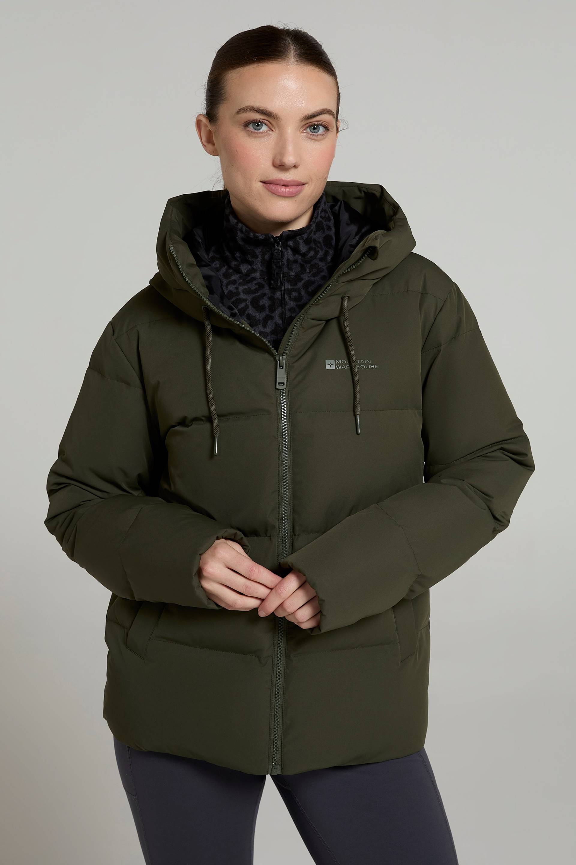 Extreme kuschelige kurze Daunenjacke für Damen - Khaki von Mountain Warehouse