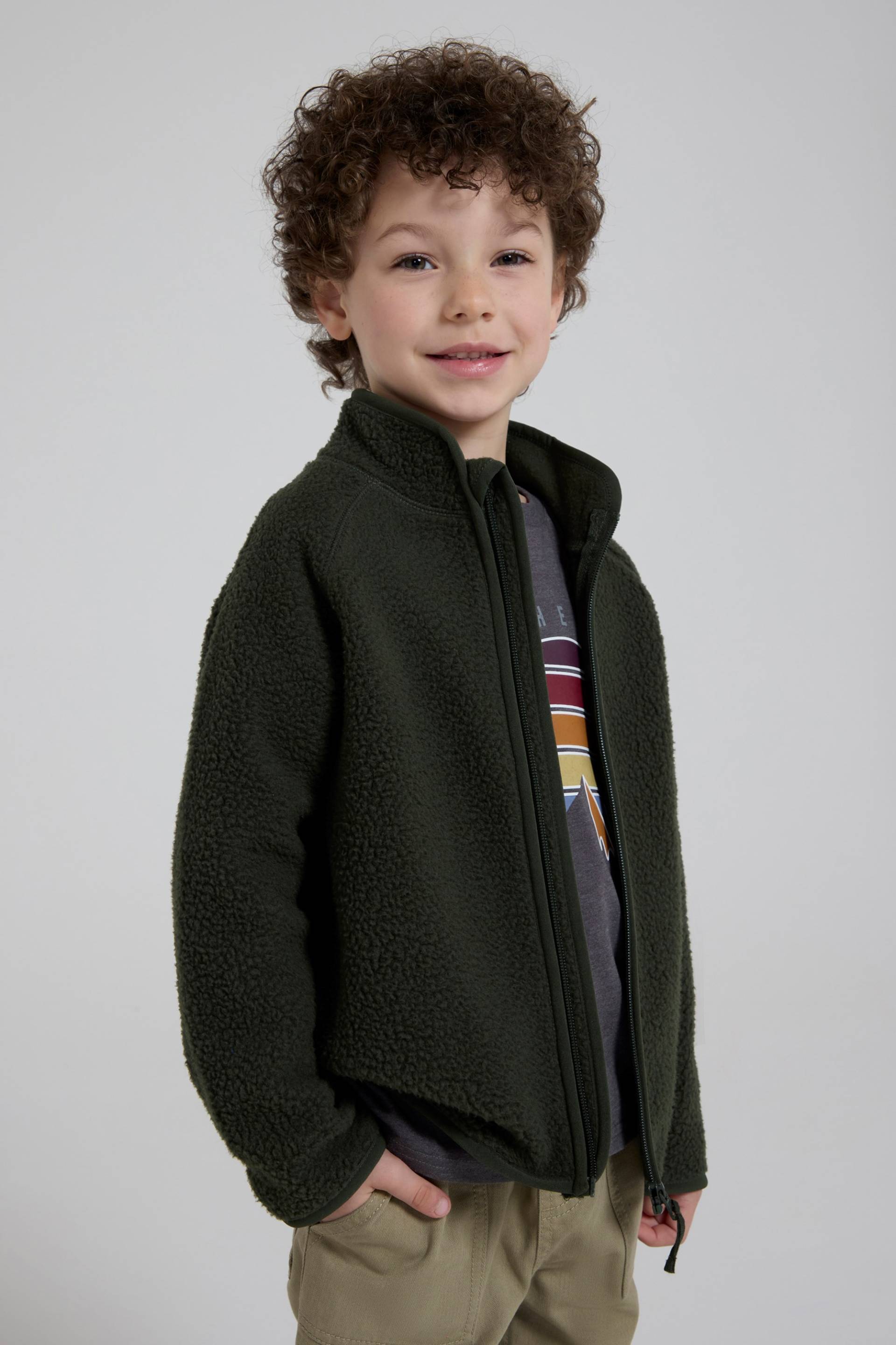 Fern Borggefüttertes Kinder Raglan-Fleece - Dunkel-Khaki von Mountain Warehouse