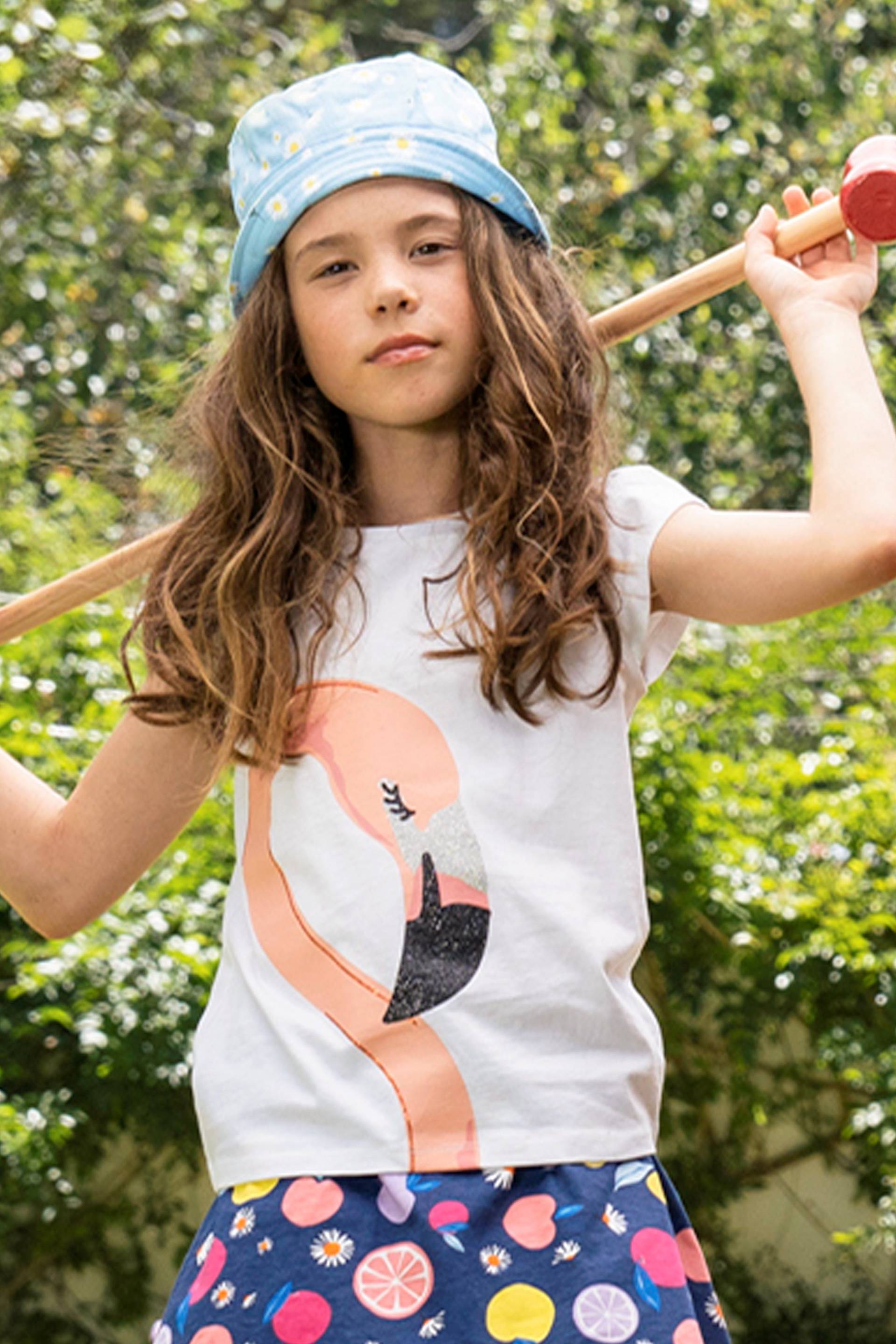 Flamingo Placement Bio-Baumwoll Kinder T-Shirt - Weiss von Mountain Warehouse