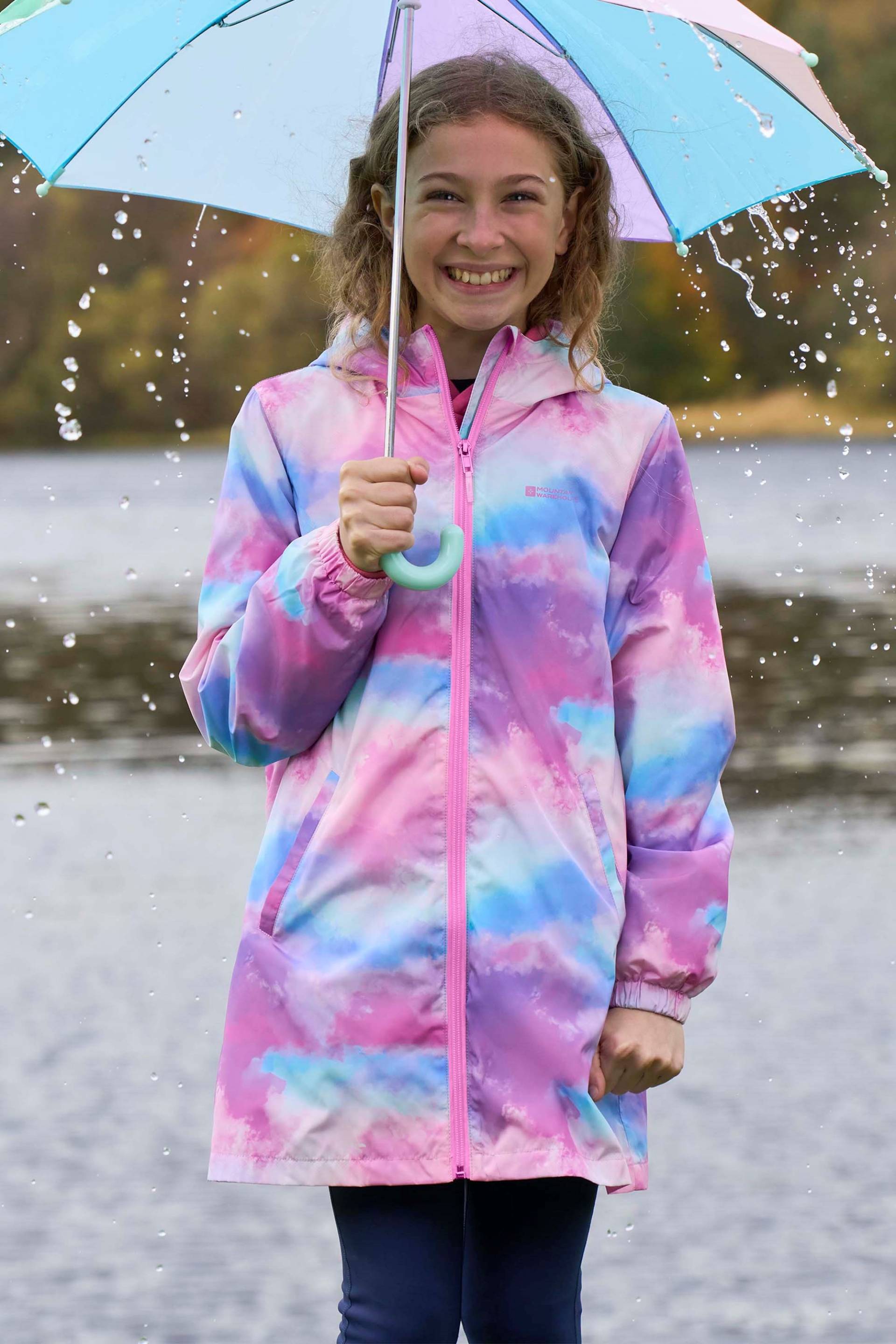 Flo Gemusterte Wasserabweisende Kinderjacke - Rosa von Mountain Warehouse