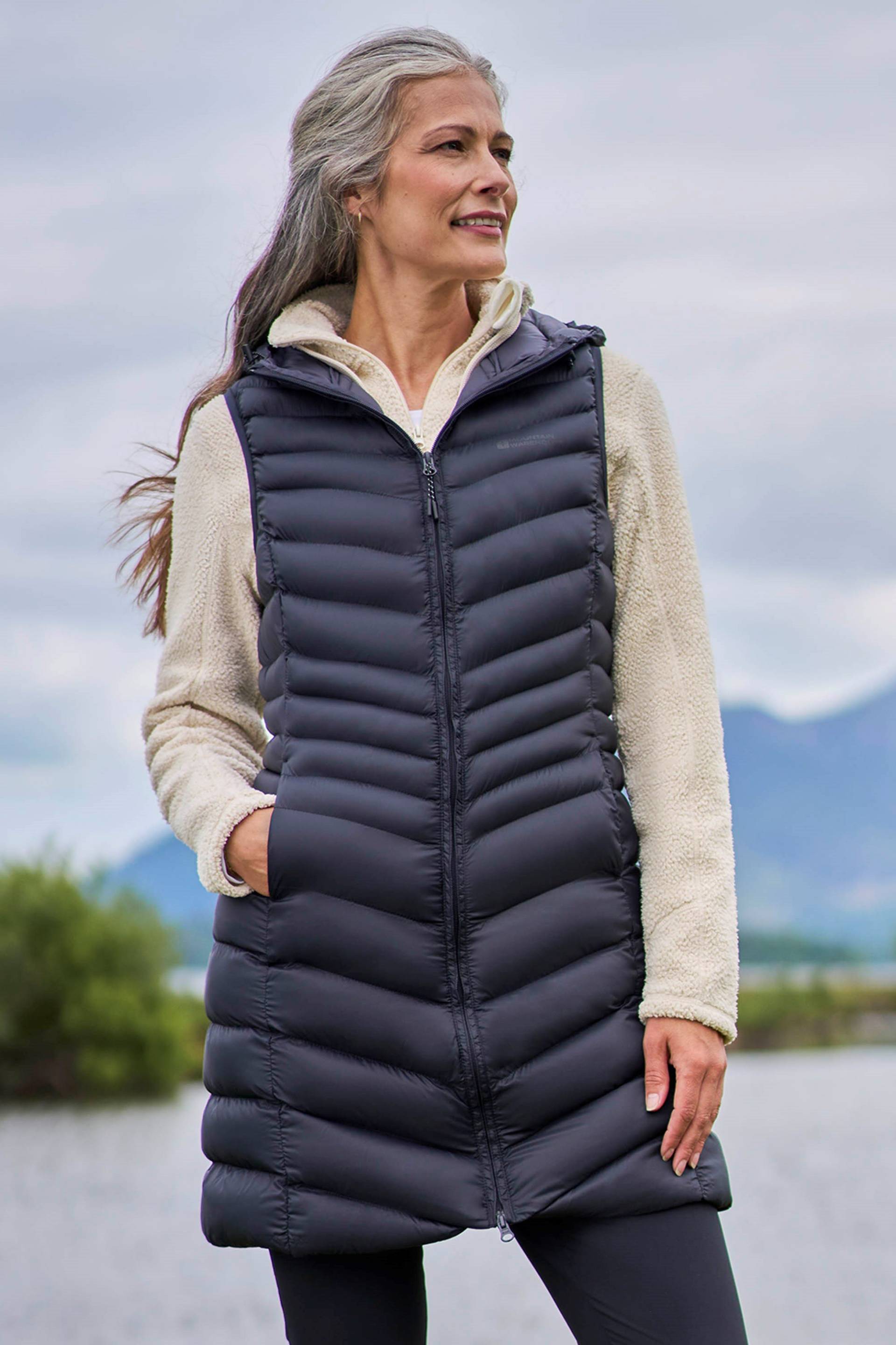 Florence Lange Damen-Steppweste - Schwarz von Mountain Warehouse