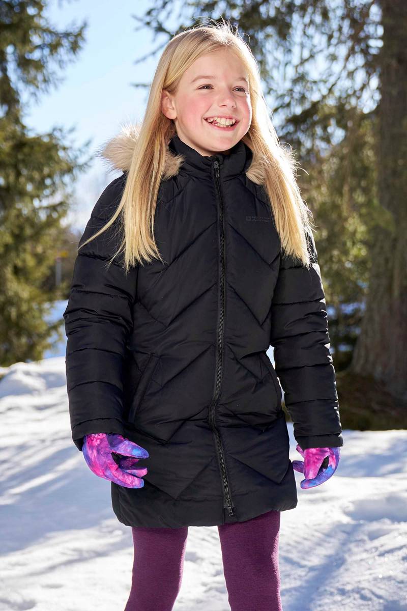 Galaxy Wasserabweisende Lange Kinder-Steppjacke - Schwarz von Mountain Warehouse