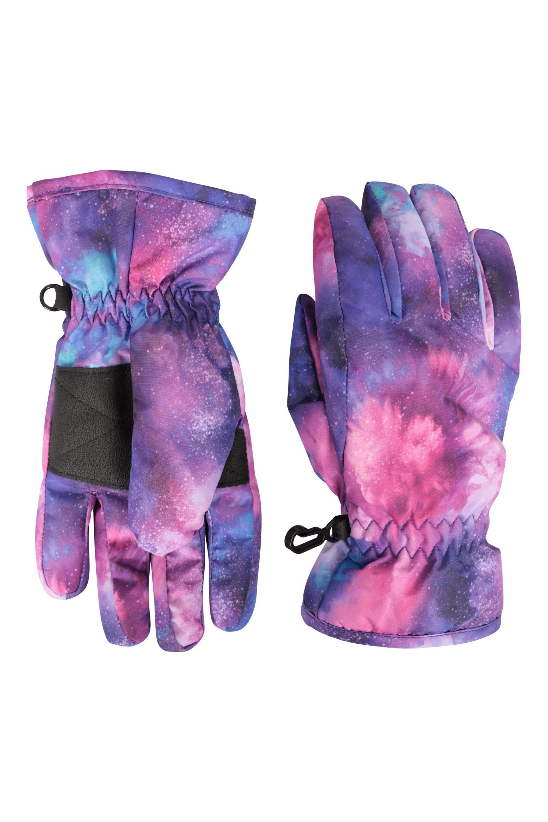 Gemusterte Kinder Ski-Handschuhe - Dunkel Lila von Mountain Warehouse
