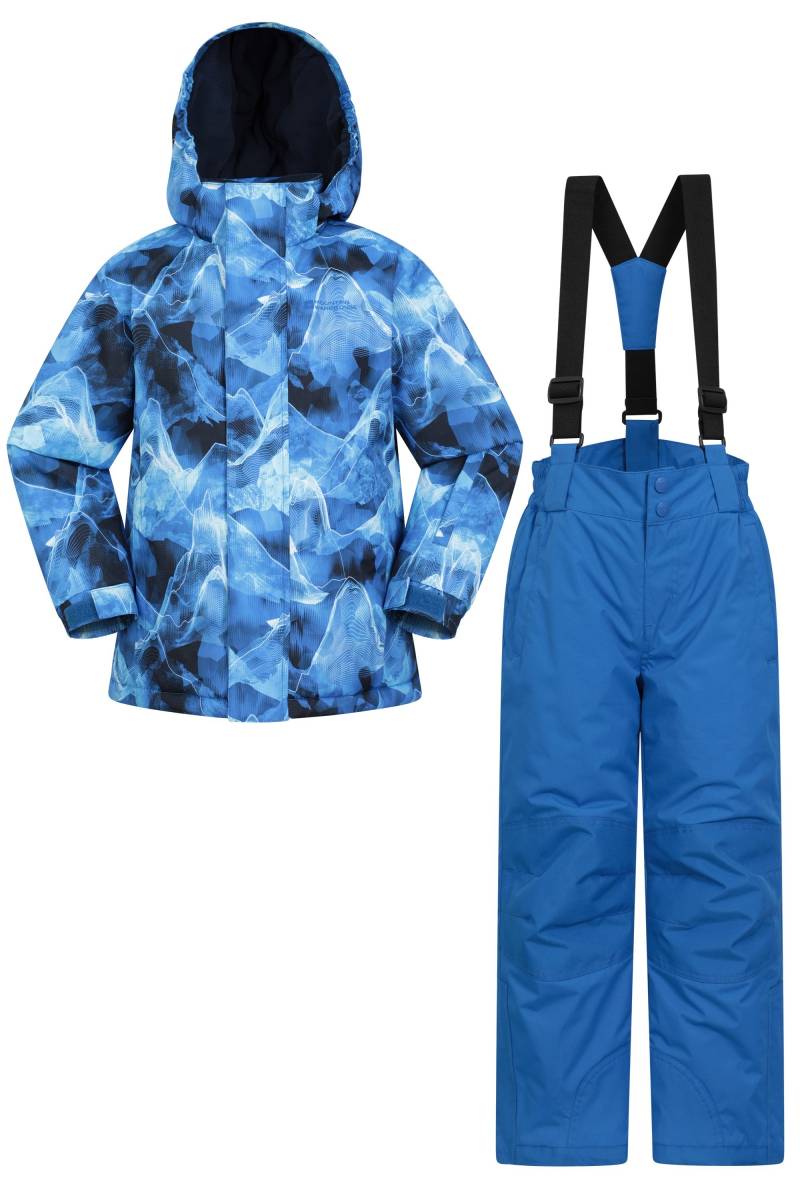 Gemusterte Kinder Skijacke und Hose Set - Blau von Mountain Warehouse