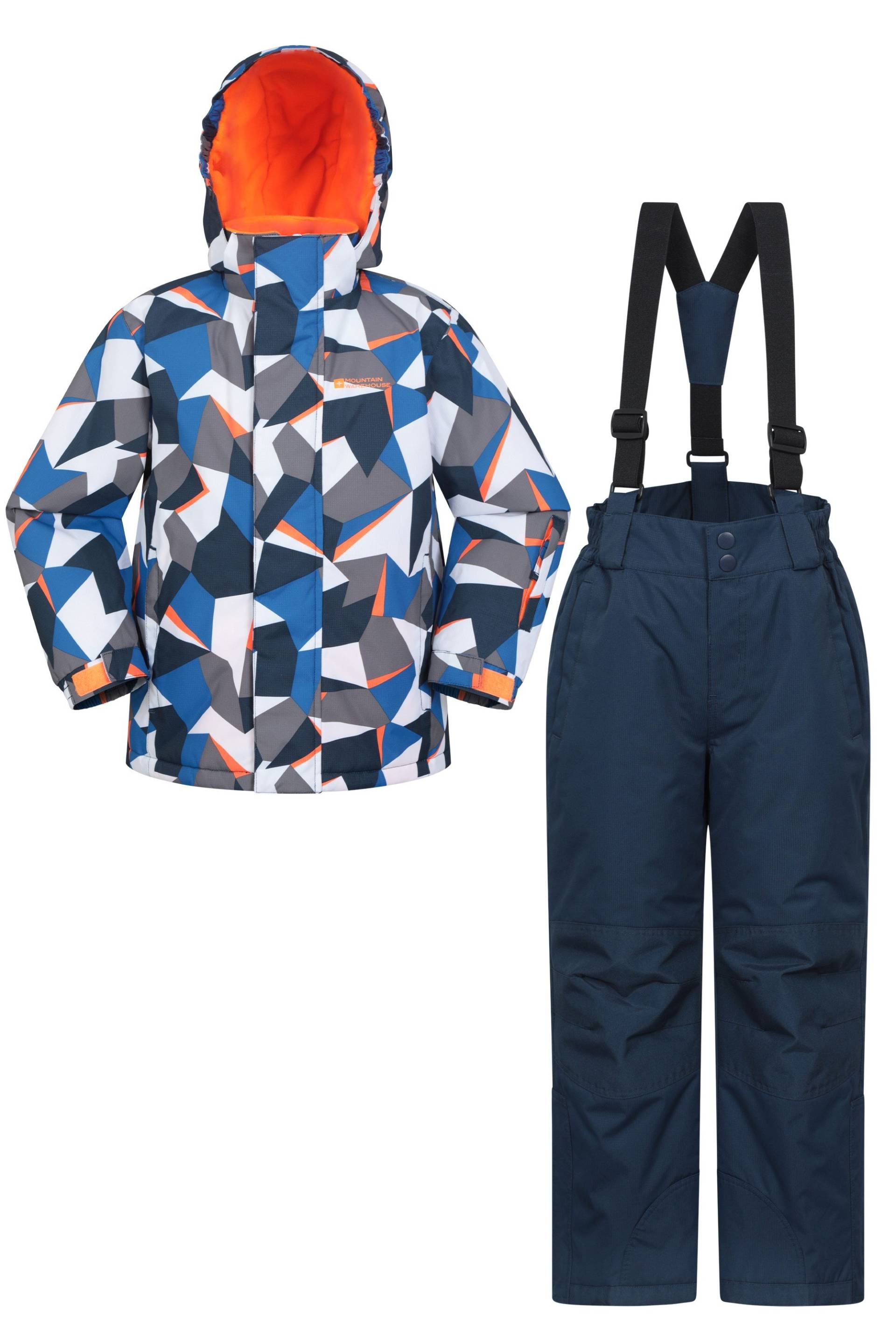 Gemusterte Kinder Skijacke und Hose Set - Blau von Mountain Warehouse