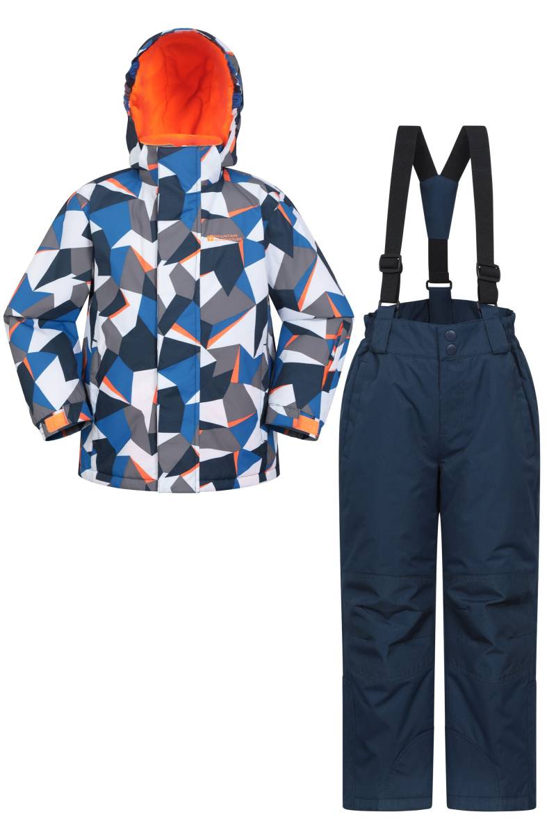 Gemusterte Kinder Skijacke und Hose Set - Blau von Mountain Warehouse
