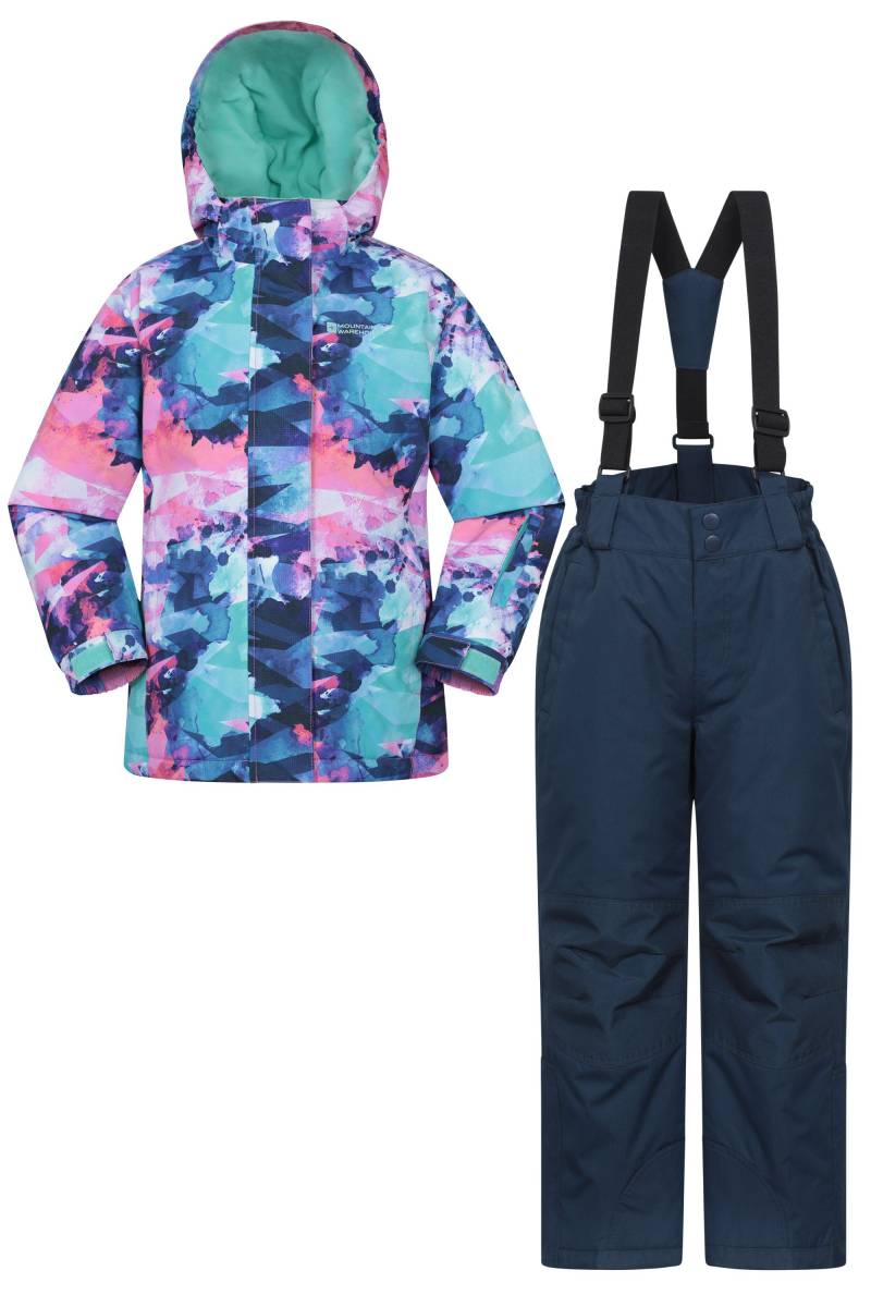 Gemusterte Kinder Skijacke und Hose Set - Dunkel Lila von Mountain Warehouse