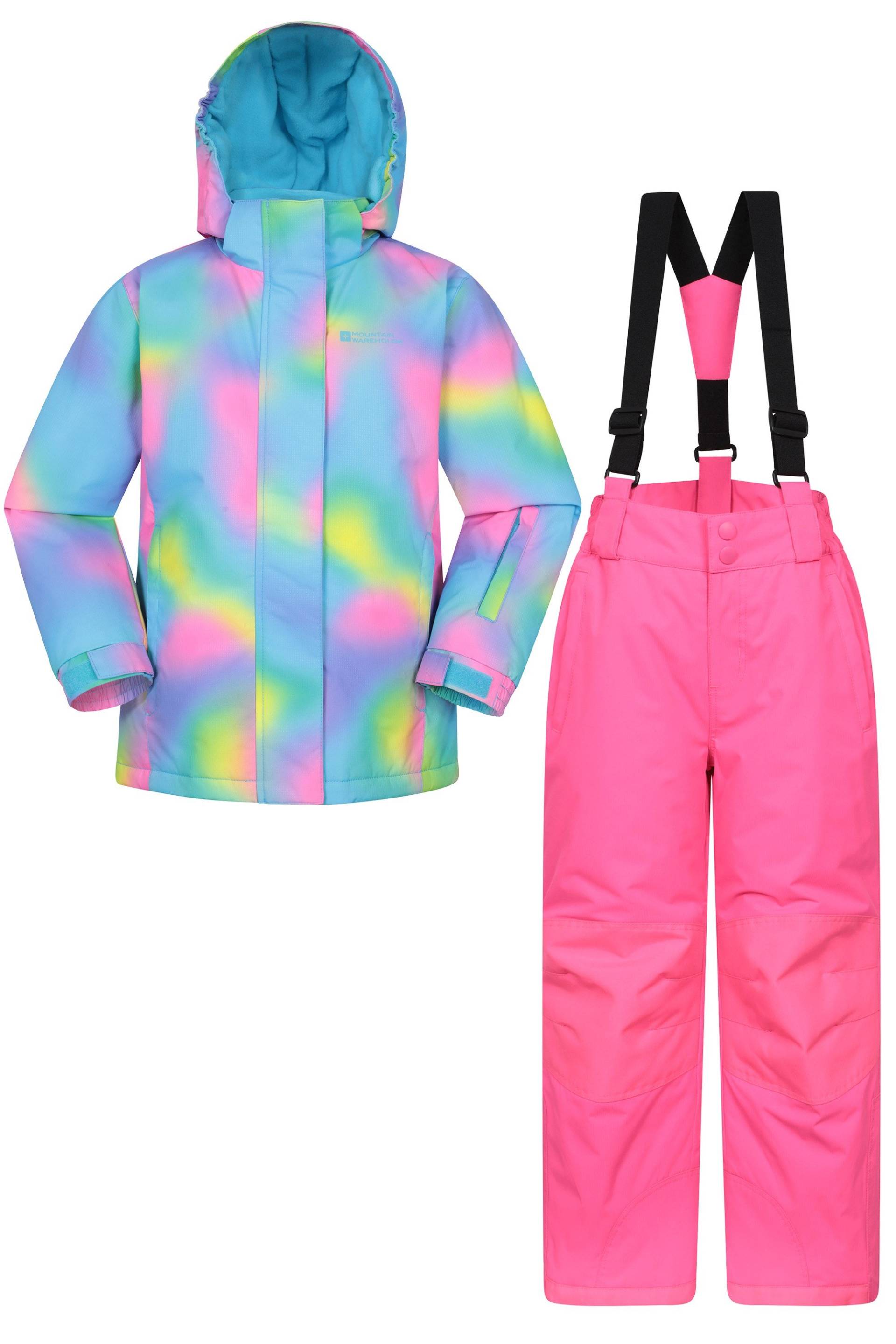 Gemusterte Kinder Skijacke und Hose Set - Intensiv Pink Gemusterte Kinder Skijacke und Hose Set - Intensiv Pink von Mountain Warehouse