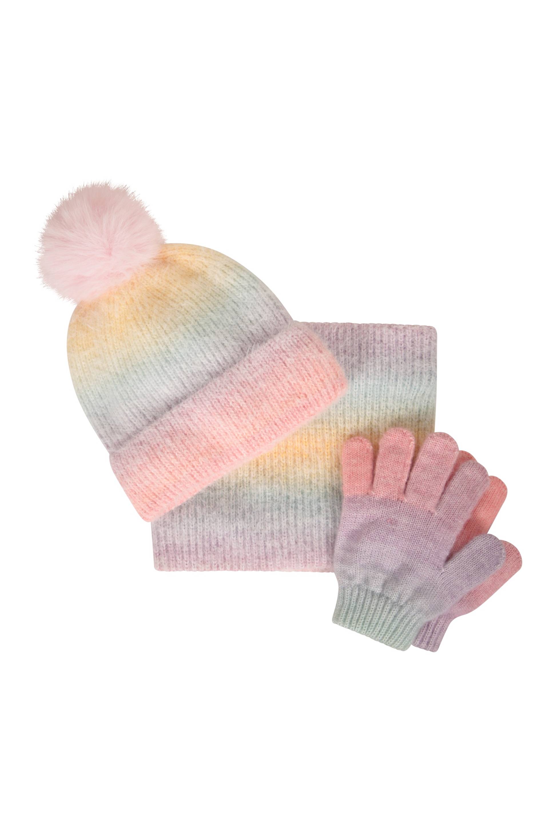 Gestricktes Regenbogen Kinder-Accessoires-Set - Rosa Gestricktes Regenbogen Kinder-Accessoires-Set - Rosa von Mountain Warehouse