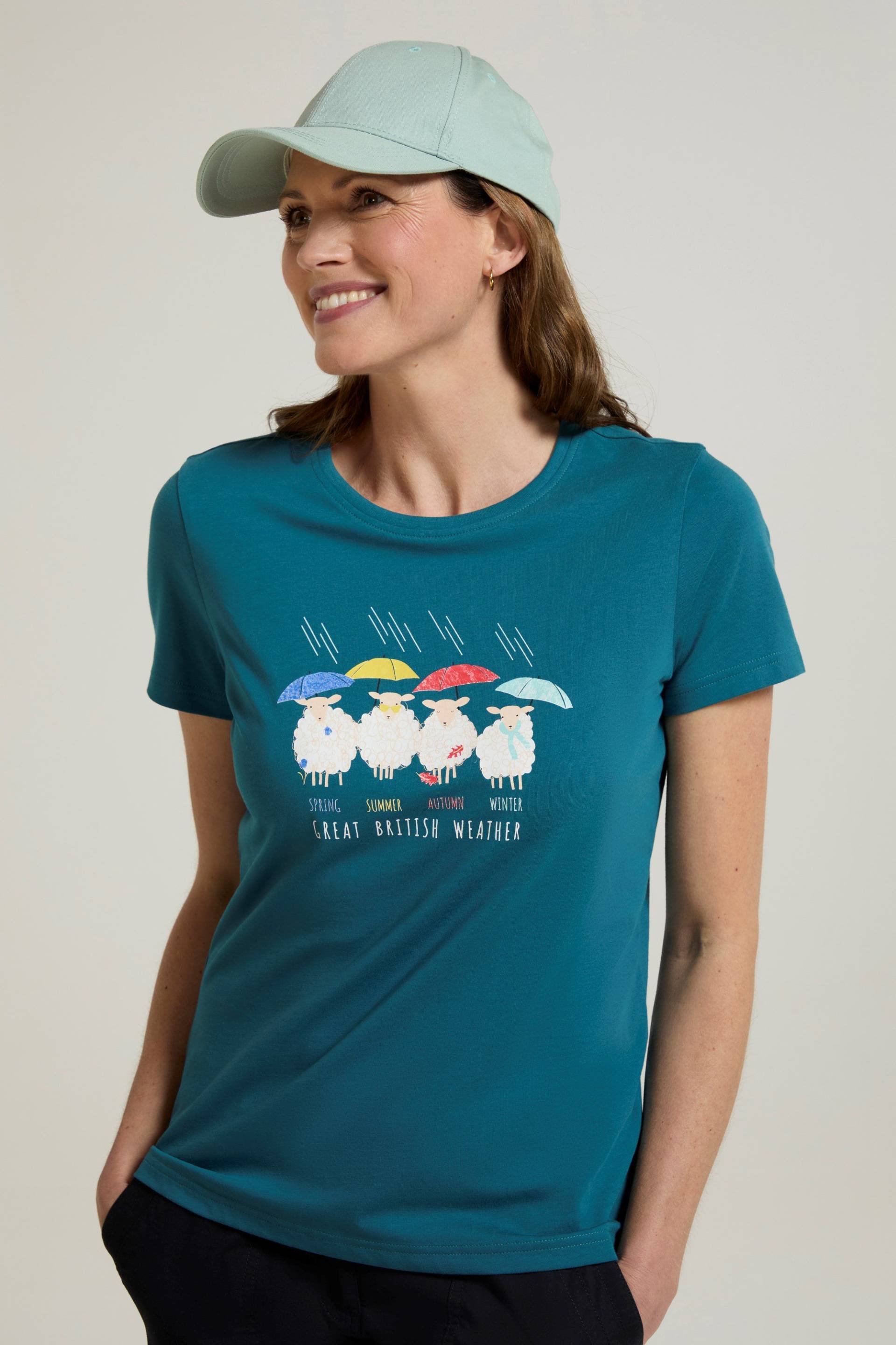 Great British Weather Damen Bio-Baumwoll T-Shirt - Aquamarin von Mountain Warehouse
