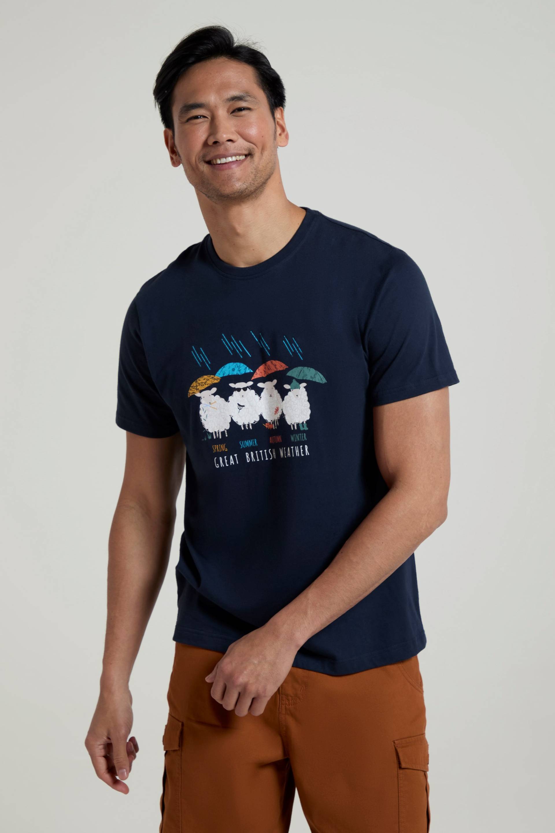 Great British Weather Herren T-Shirt - Marineblau von Mountain Warehouse