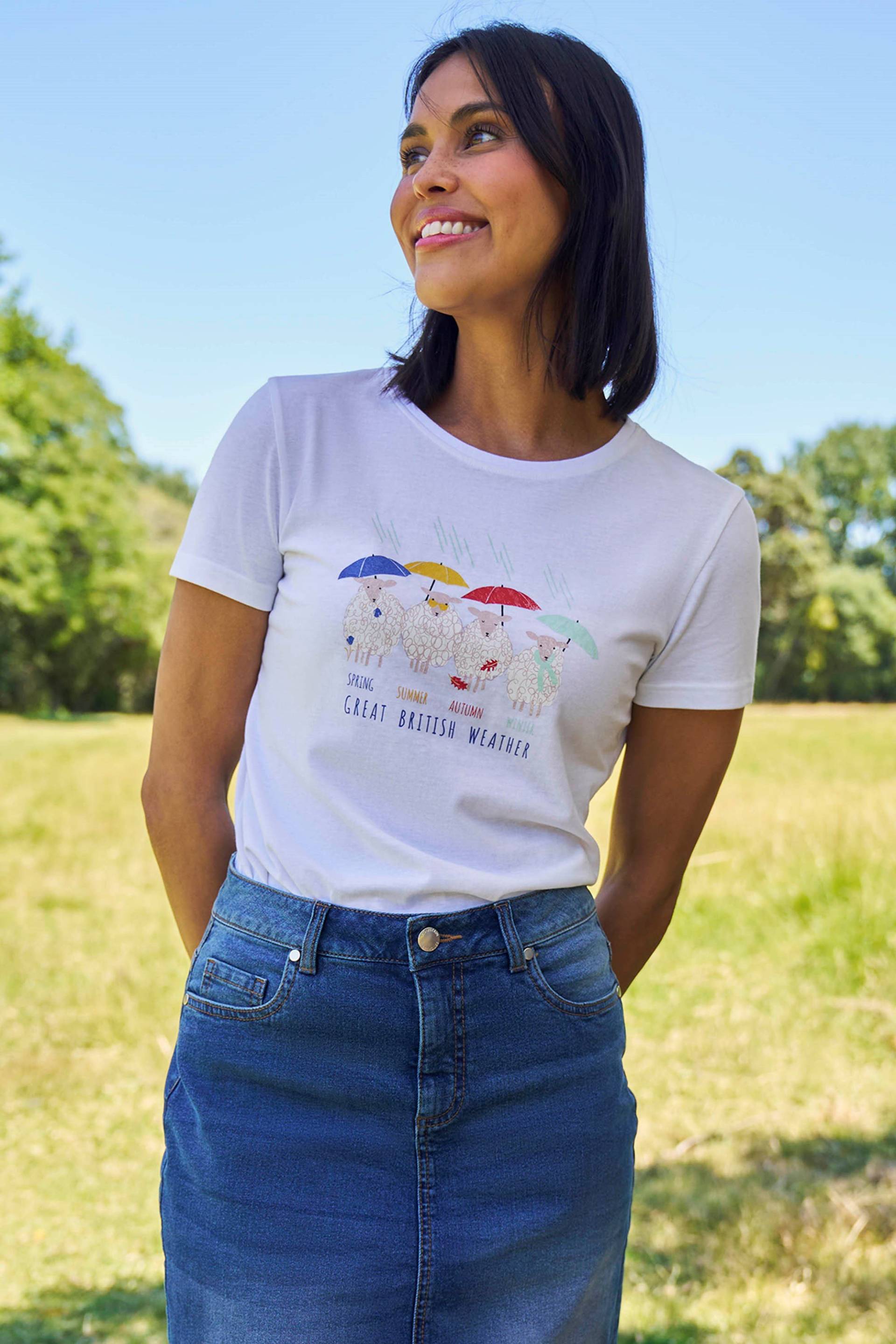 Great British Weather Damen Bio-Baumwoll T-Shirt - Weiss von Mountain Warehouse