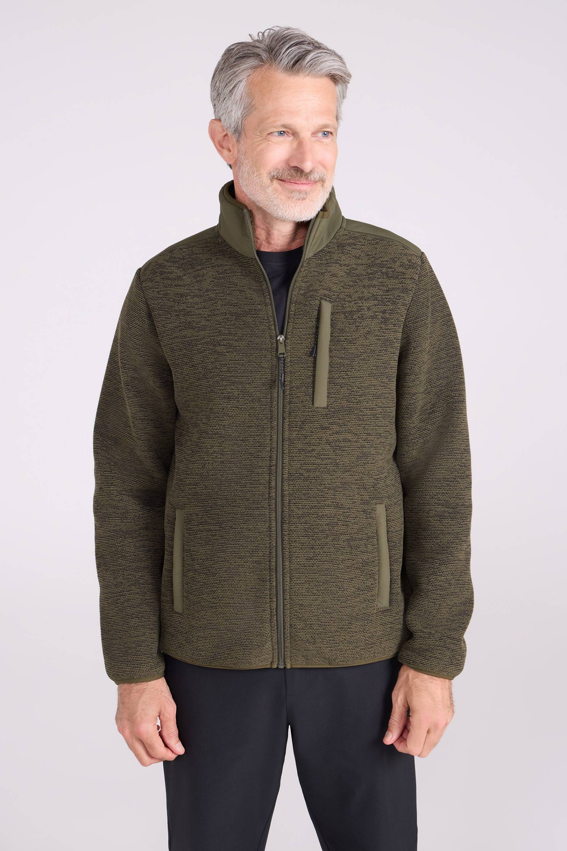 Hayfield Herren-Fleecejacke mit Fellfutter und durchgehendem Reißverschluss - Khaki von Mountain Warehouse
