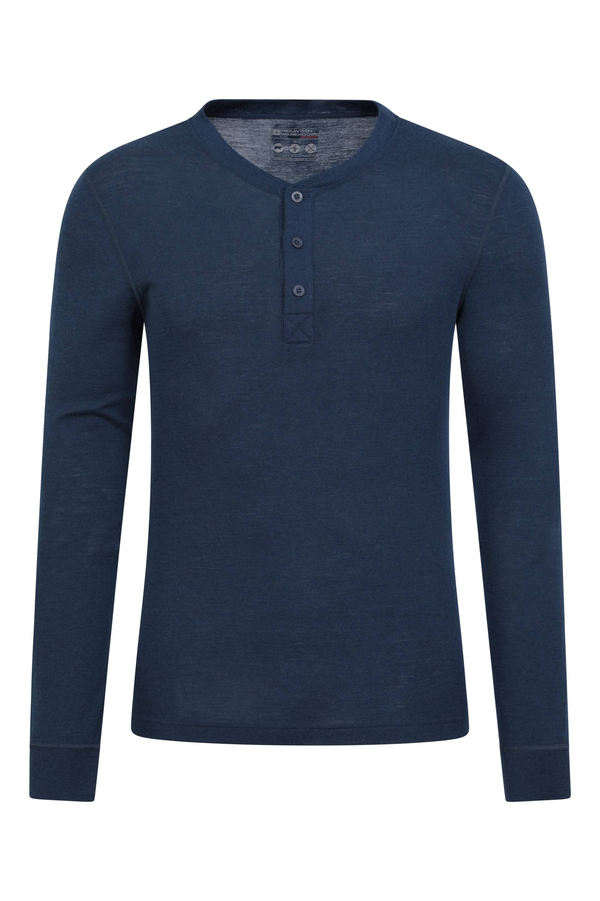 Henley Merino Herren Thermo-Top - Marineblau von Mountain Warehouse