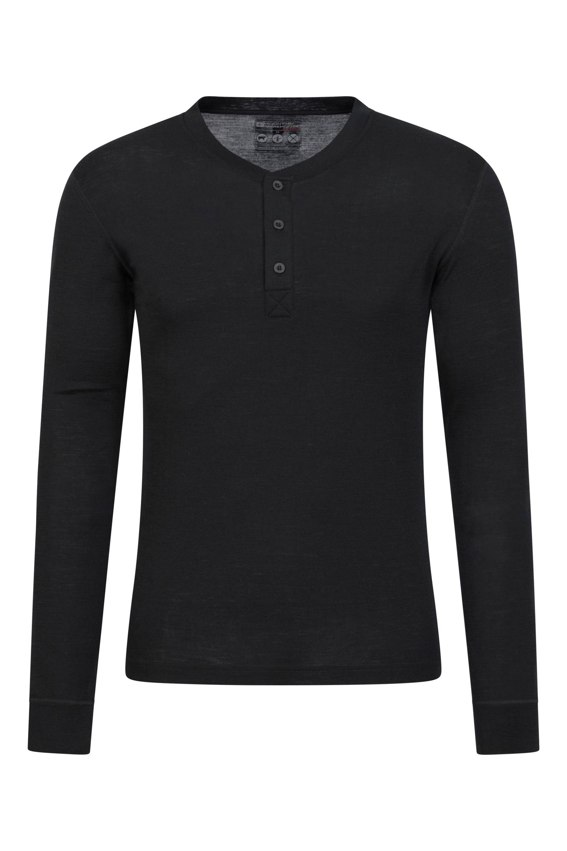 Henley Merino Herren Thermo-Top - Schwarz von Mountain Warehouse