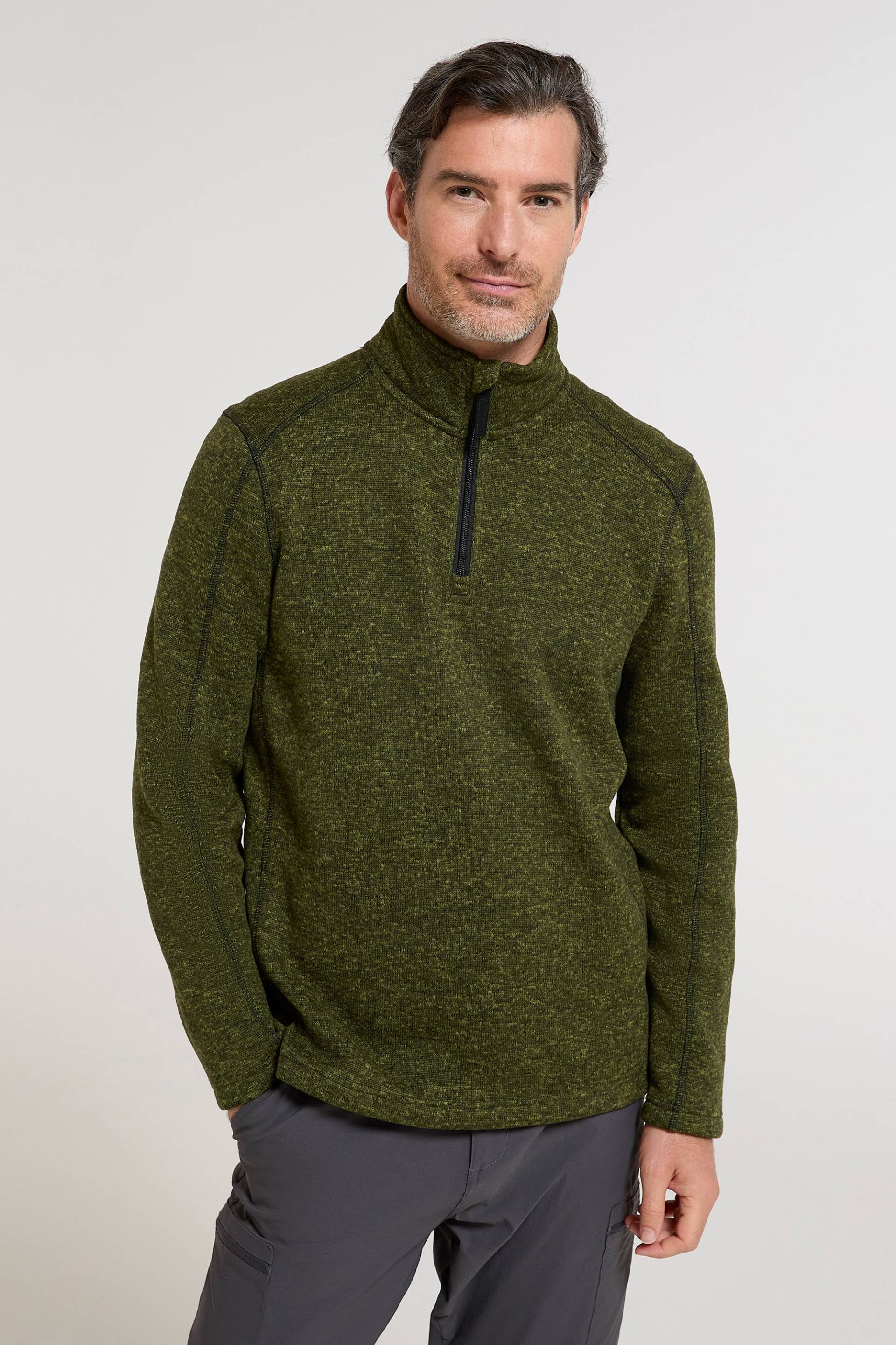 Idris II Herren-Fleece mit halbem Reißverschluss - Dunkel-Khaki von Mountain Warehouse