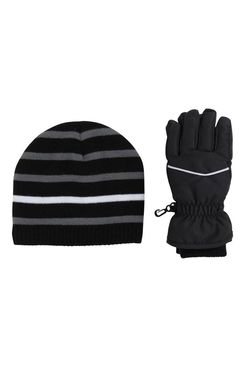 Isotherm Kinder-Mütze mit Fellfutter und Schneehandschuh-Set - Schwarz von Mountain Warehouse