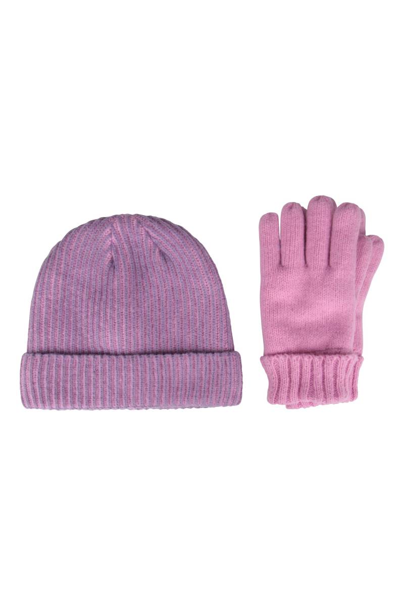 IsoTherm Gerippte Gefütterte Kindermütze und Handschuh-Set - Rosa von Mountain Warehouse