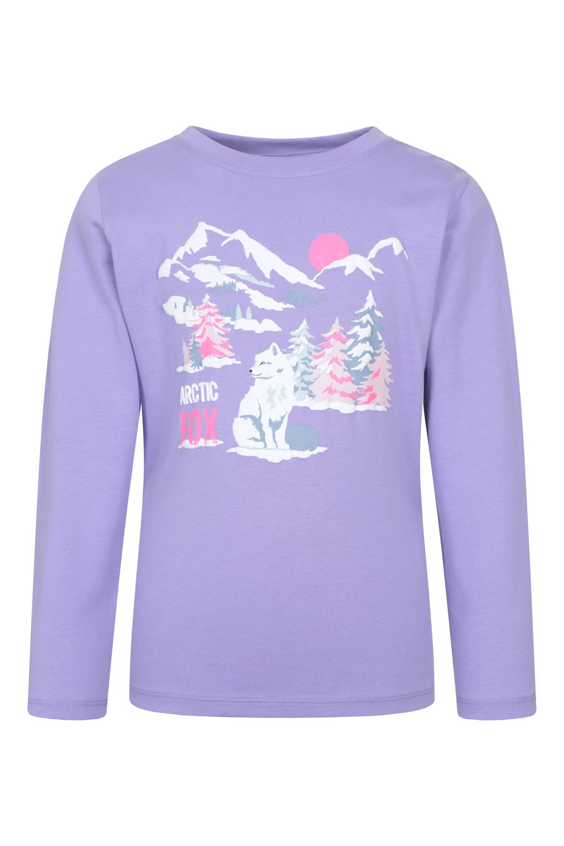 Kinder-Langarmshirt mit Polarfuchs-Aufdruck - Lila von Mountain Warehouse