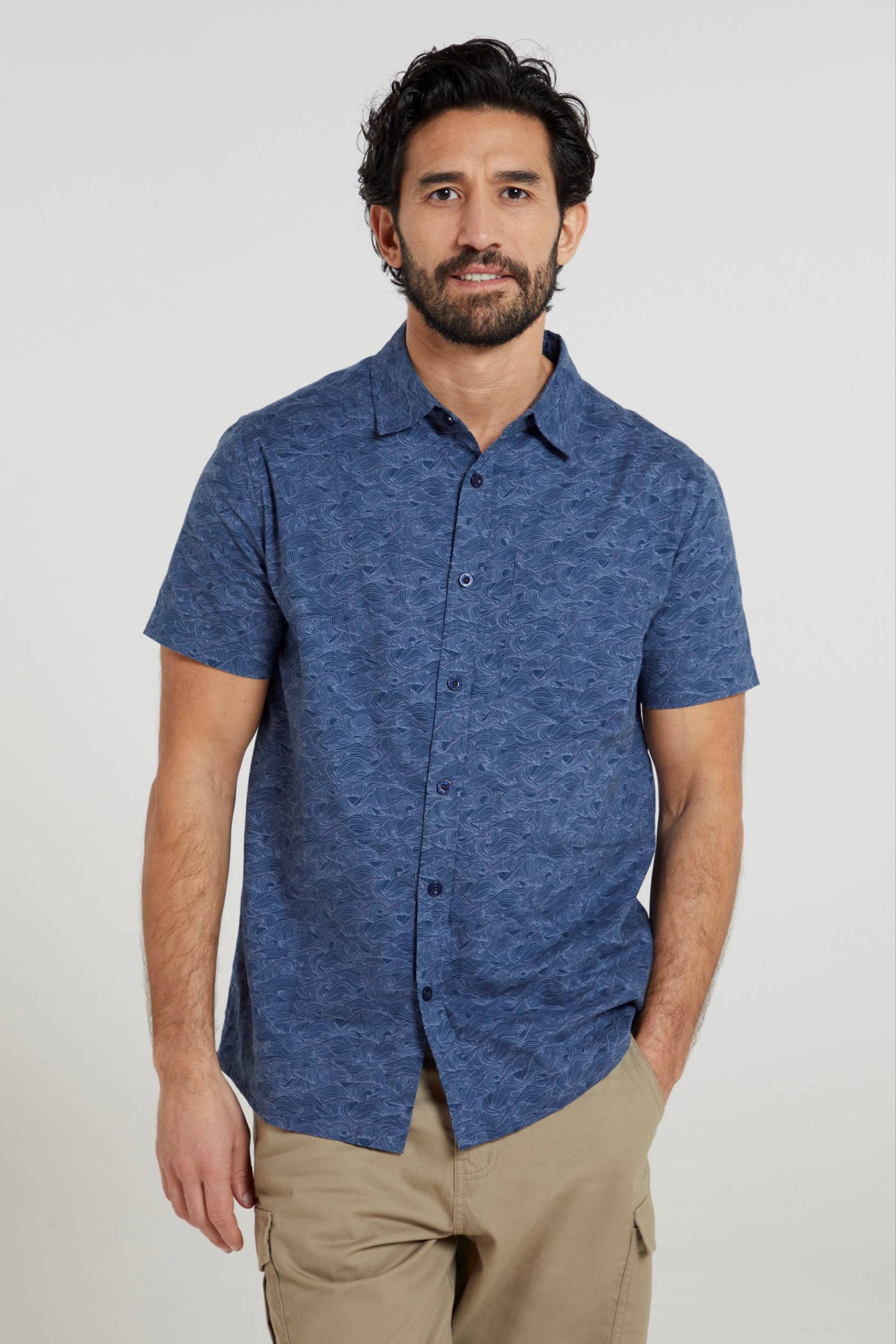 Kurzarm Herrenhemd mit Wellenmotiv - Marineblau von Mountain Warehouse