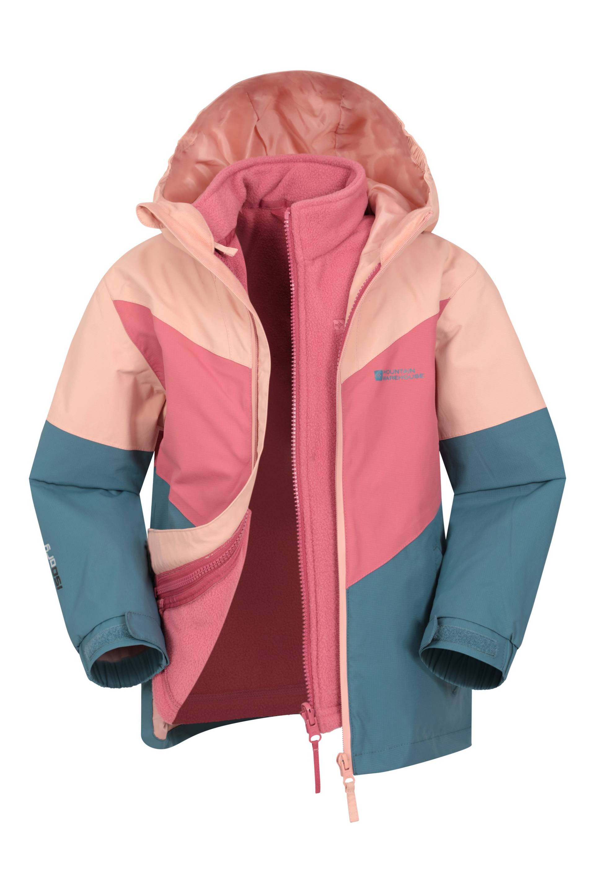 Lightning II wasserdichte 3-in-1-Jacke für Kinder - Dunkel-Pink von Mountain Warehouse