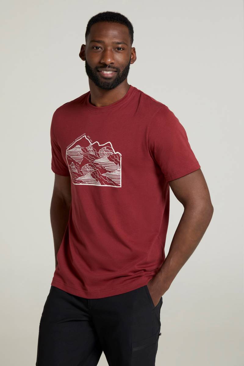 Linear Mountain Herren T-Shirt - Burgunderrot von Mountain Warehouse