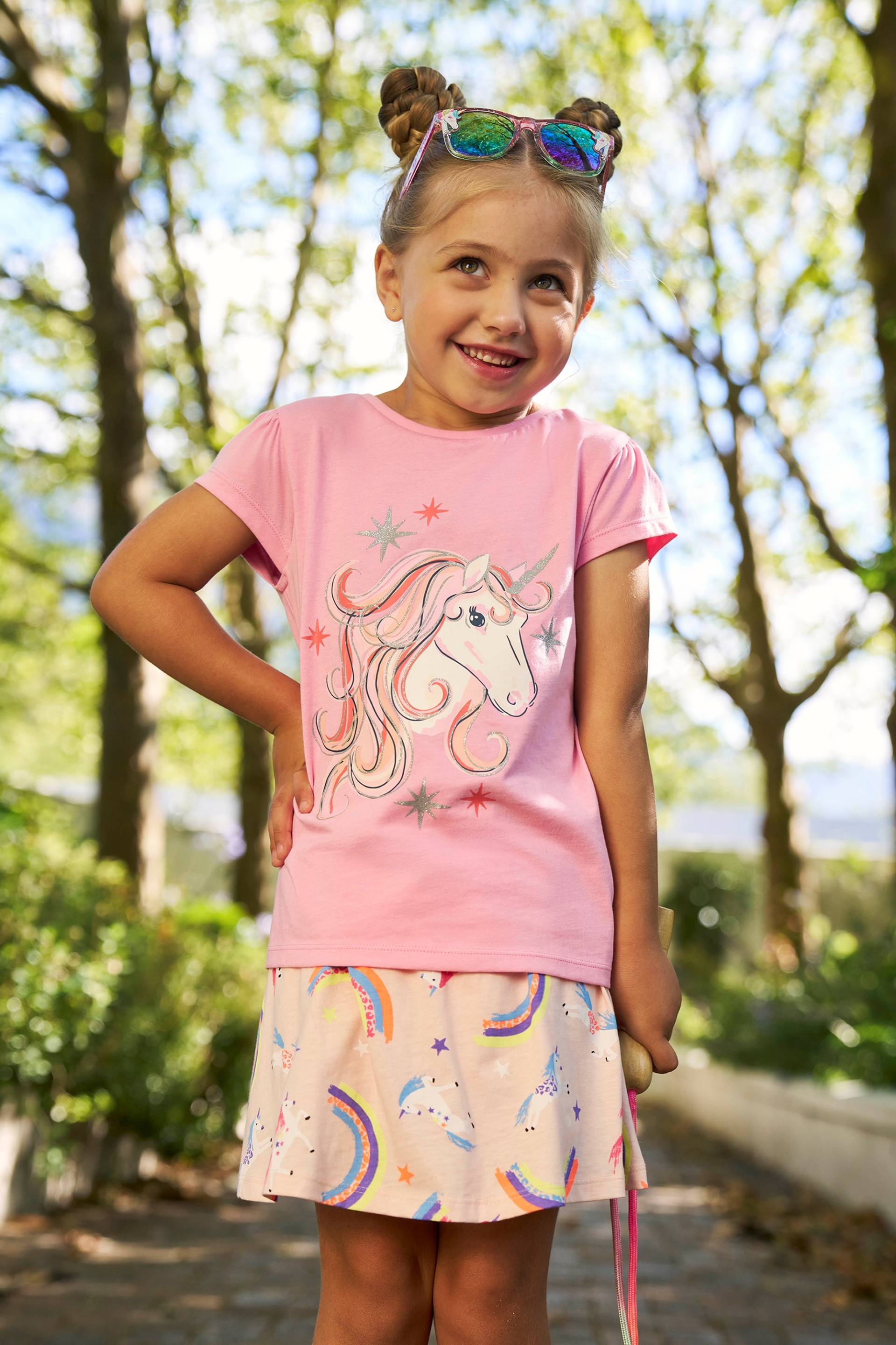 Magic Unicorn Bio-Baumwoll Kinder T-Shirt - Rosa von Mountain Warehouse