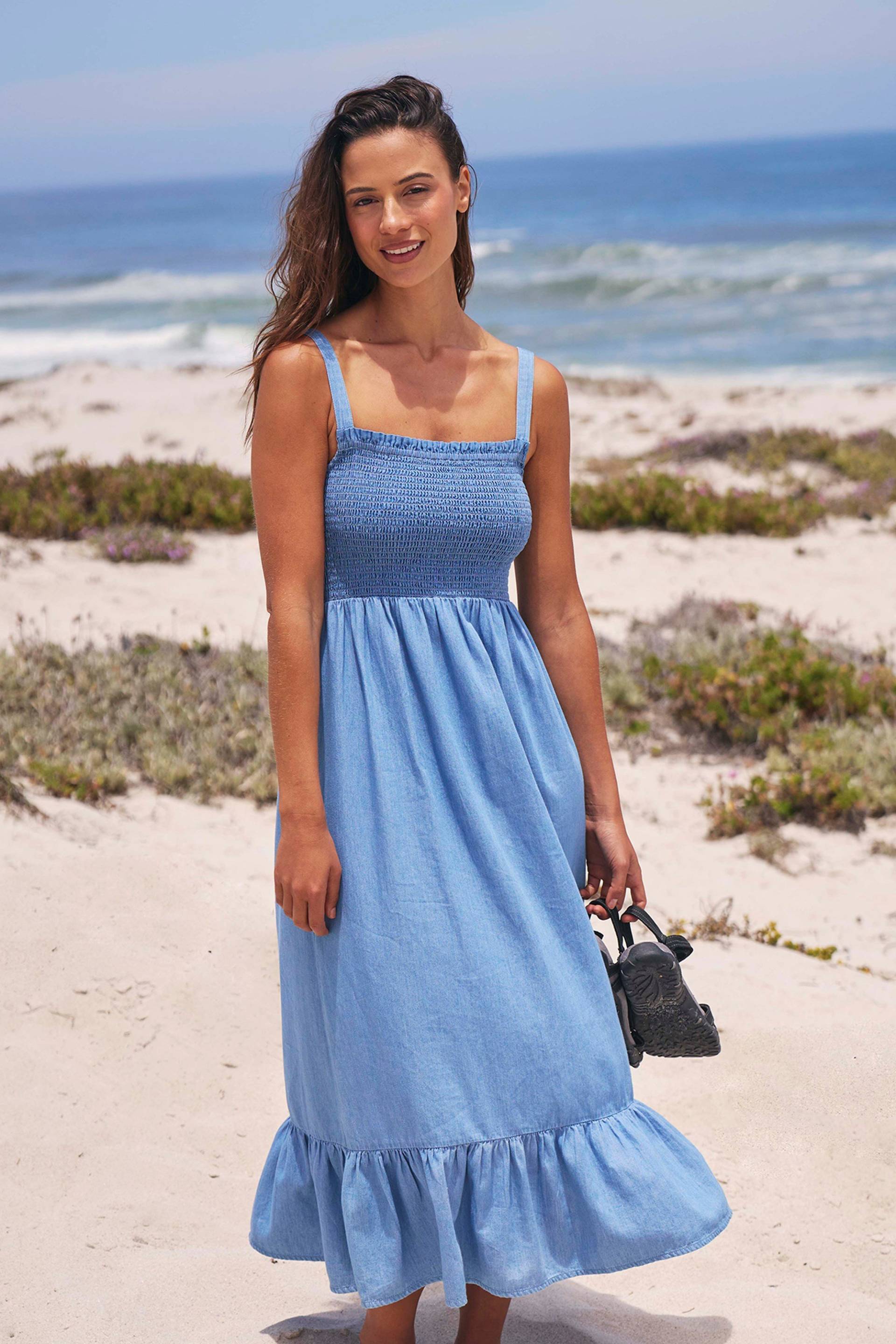 Marbella Damenkleid mit Gerafften Trägern - Blau von Mountain Warehouse