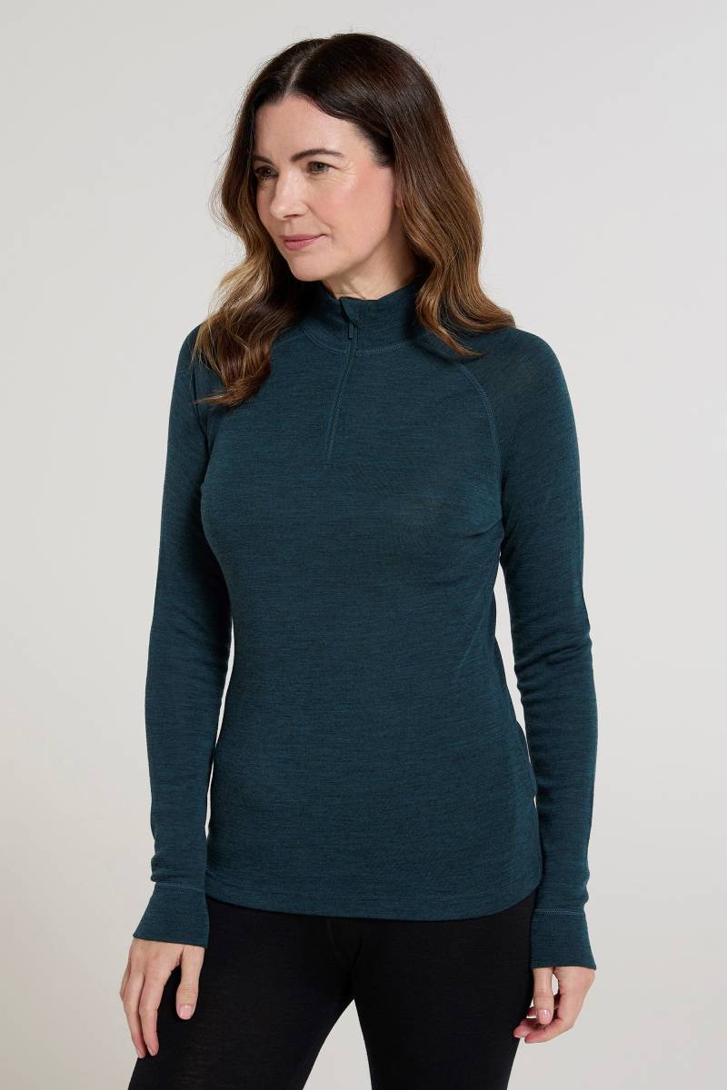 Merino Damen Langarmshirt mit Reißverschluss II - Aquamarin von Mountain Warehouse