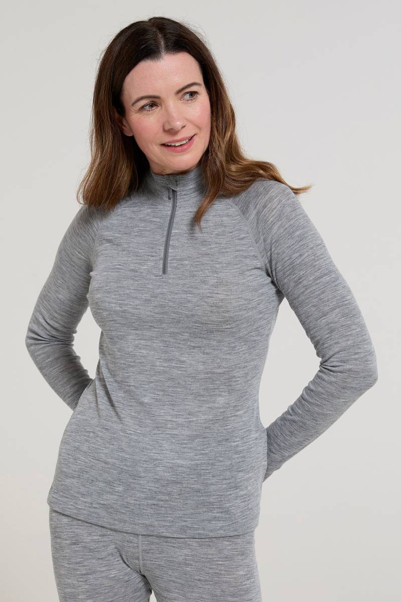 Merino Damen Langarmshirt mit Reißverschluss II - Grau von Mountain Warehouse