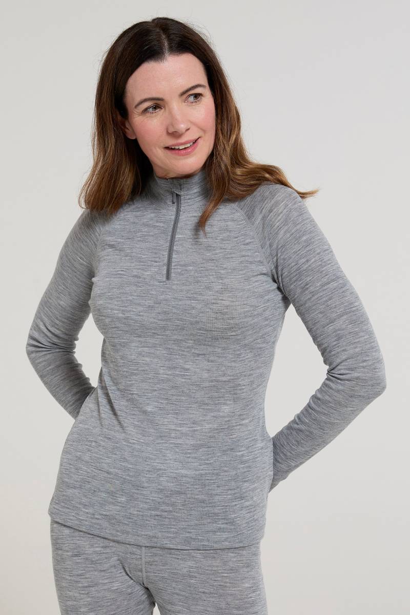 Merino Damen Langarmshirt mit Reißverschluss II - Grau von Mountain Warehouse
