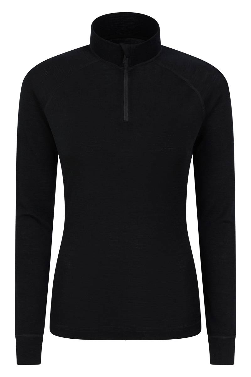 Merino Damen Langarmshirt mit Reißverschluss II - Schwarz von Mountain Warehouse
