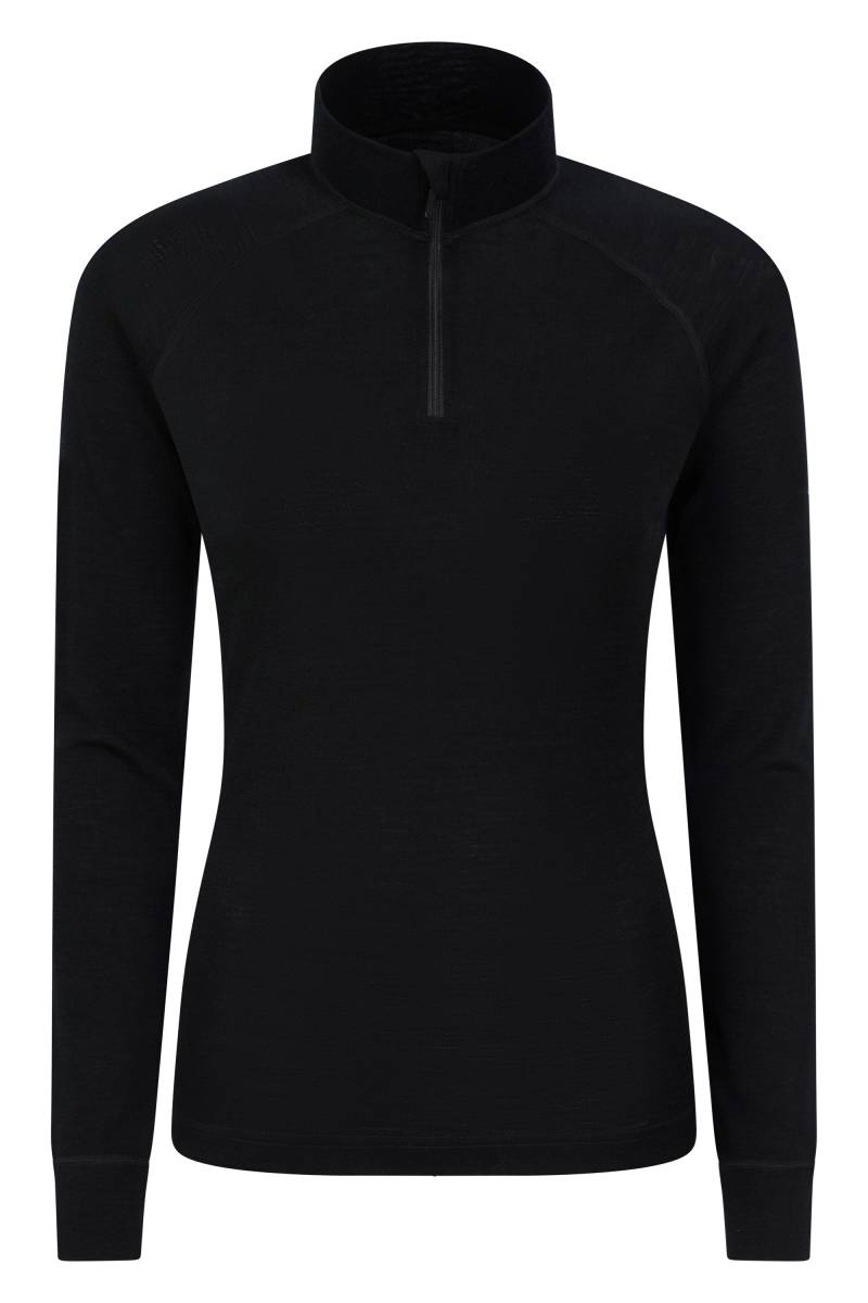 Merino Damen Langarmshirt mit Reißverschluss II - Schwarz von Mountain Warehouse