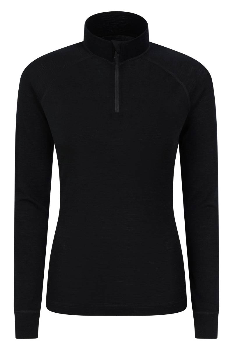 Merino Damen Langarmshirt mit Reißverschluss II - Schwarz von Mountain Warehouse
