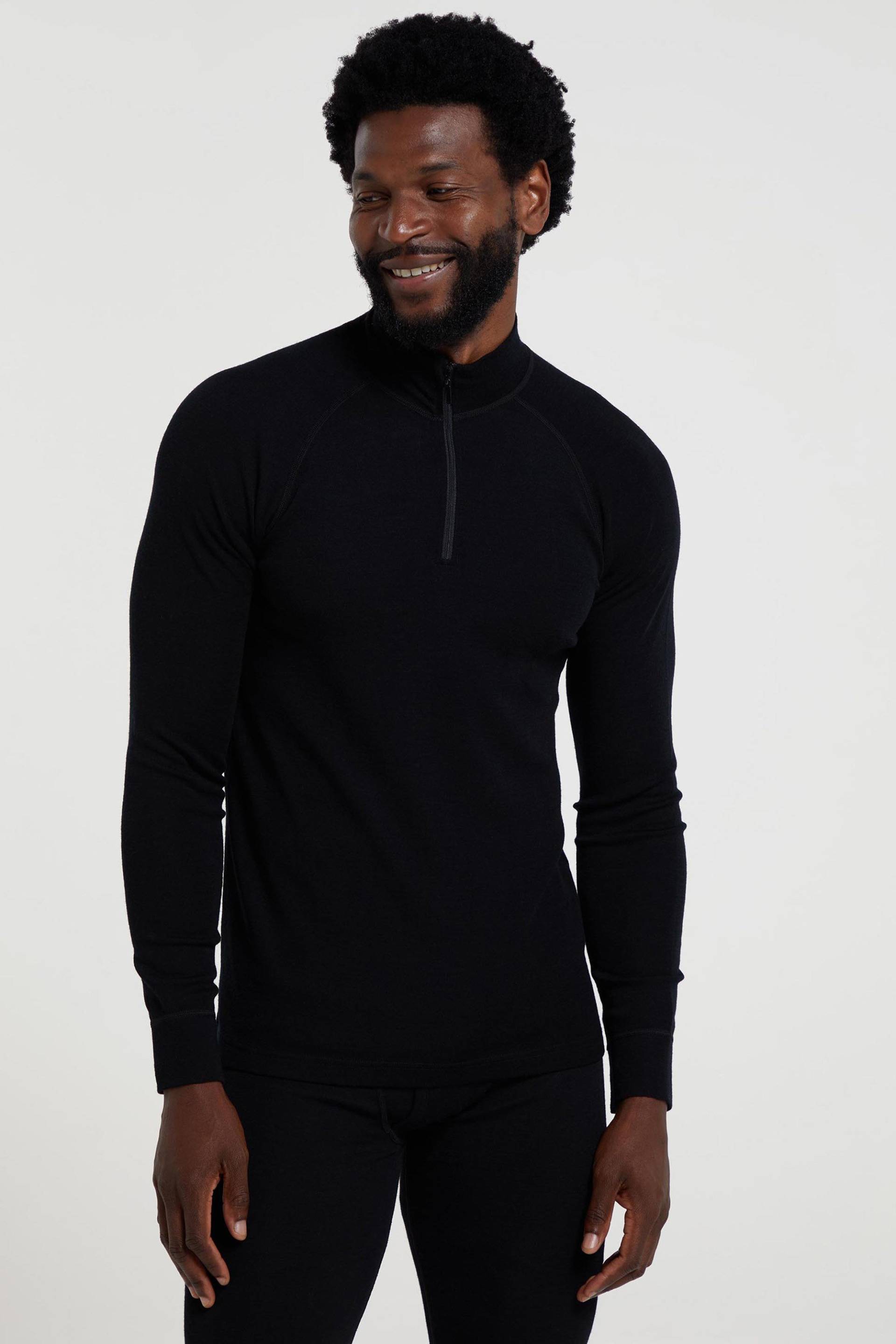 Merino II Herren Langarmshirt mit Reißverschluss - Schwarz Merino II Herren Langarmshirt mit Reißverschluss - Schwarz von Mountain Warehouse
