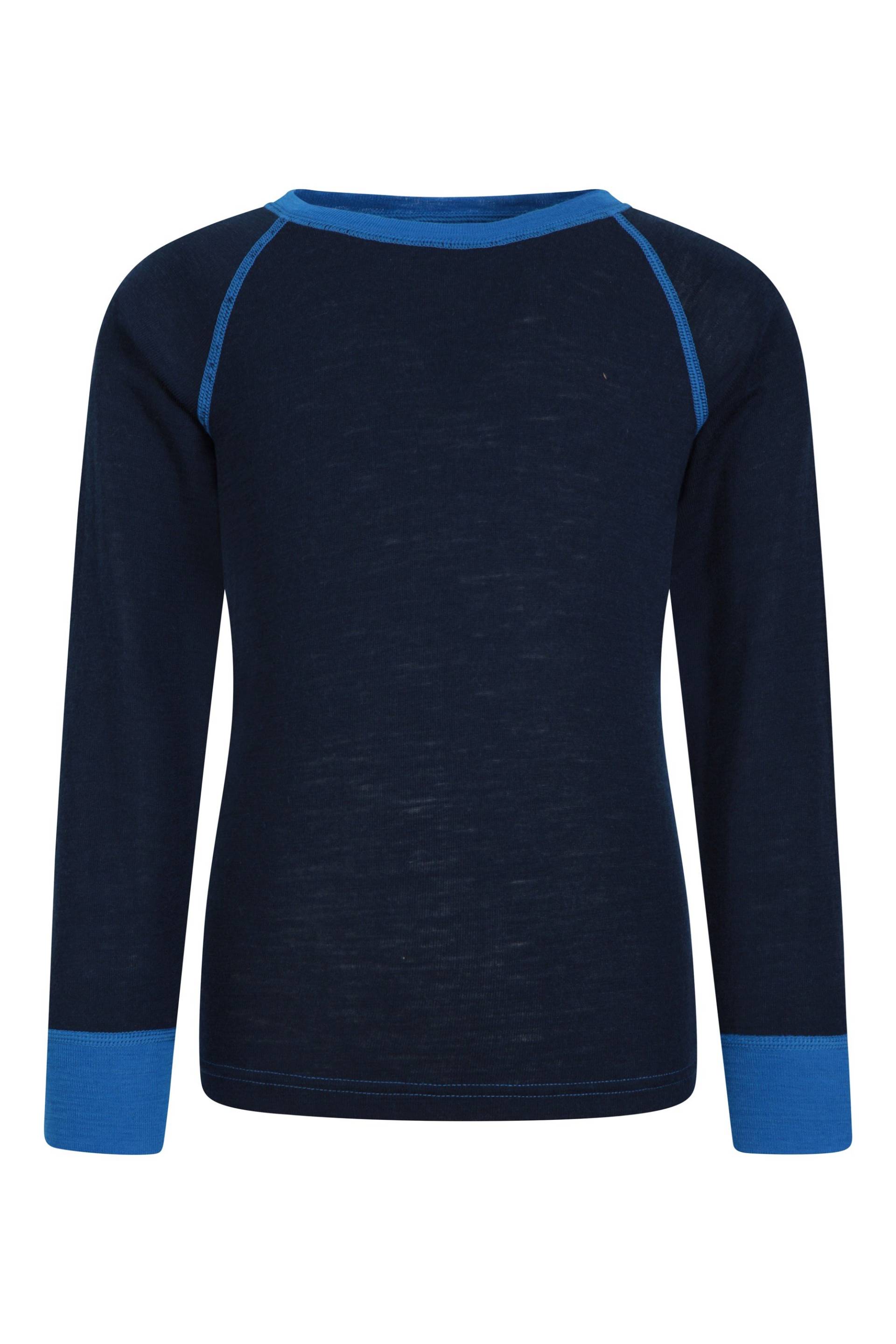 Merino Rundhals Kinder Thermo-Oberteil - Blau von Mountain Warehouse