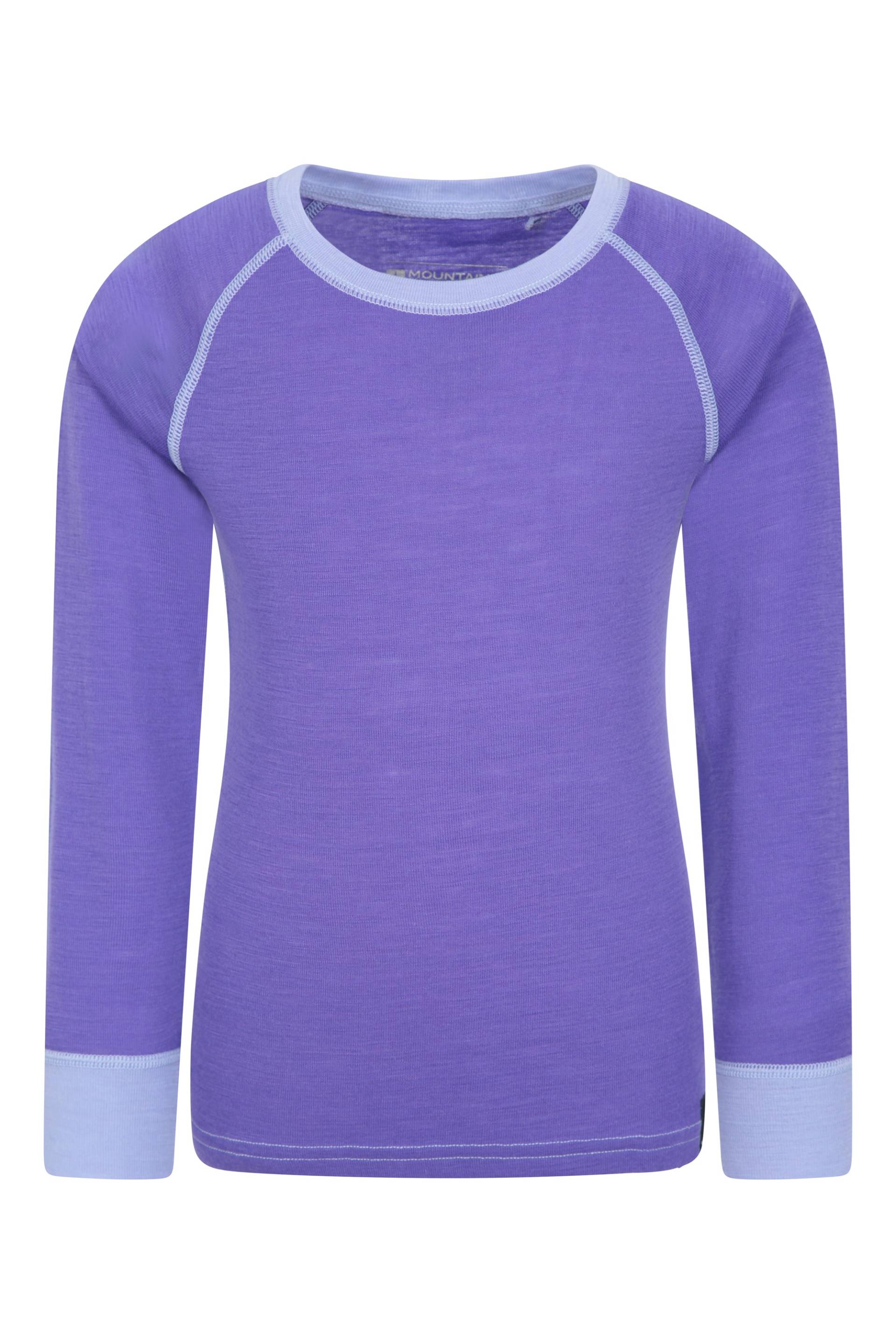 Merino Rundhals Kinder Thermo-Oberteil - Violett von Mountain Warehouse