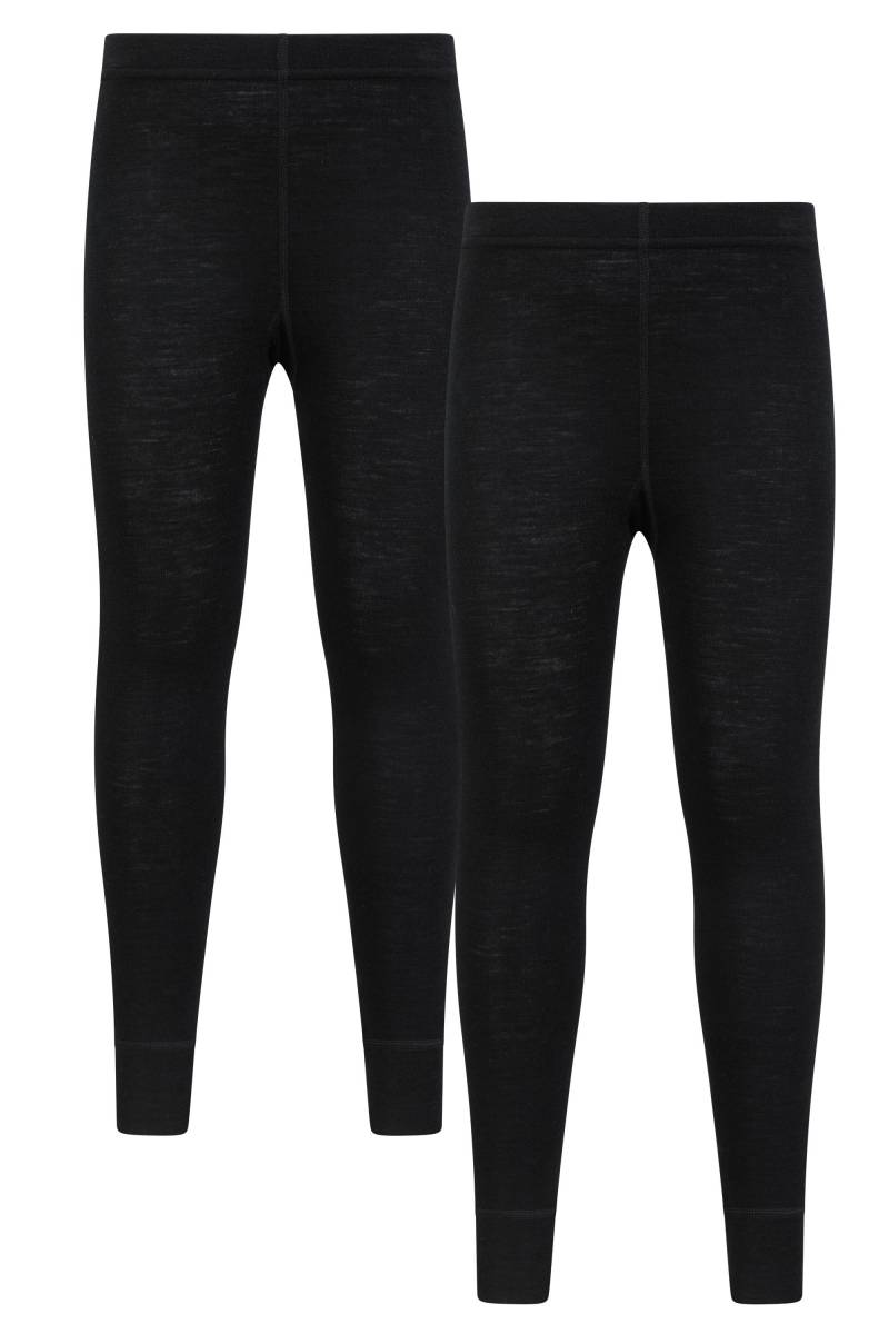 Merino Kinder Baselayer-Hose - 2er Pack - Schwarz von Mountain Warehouse