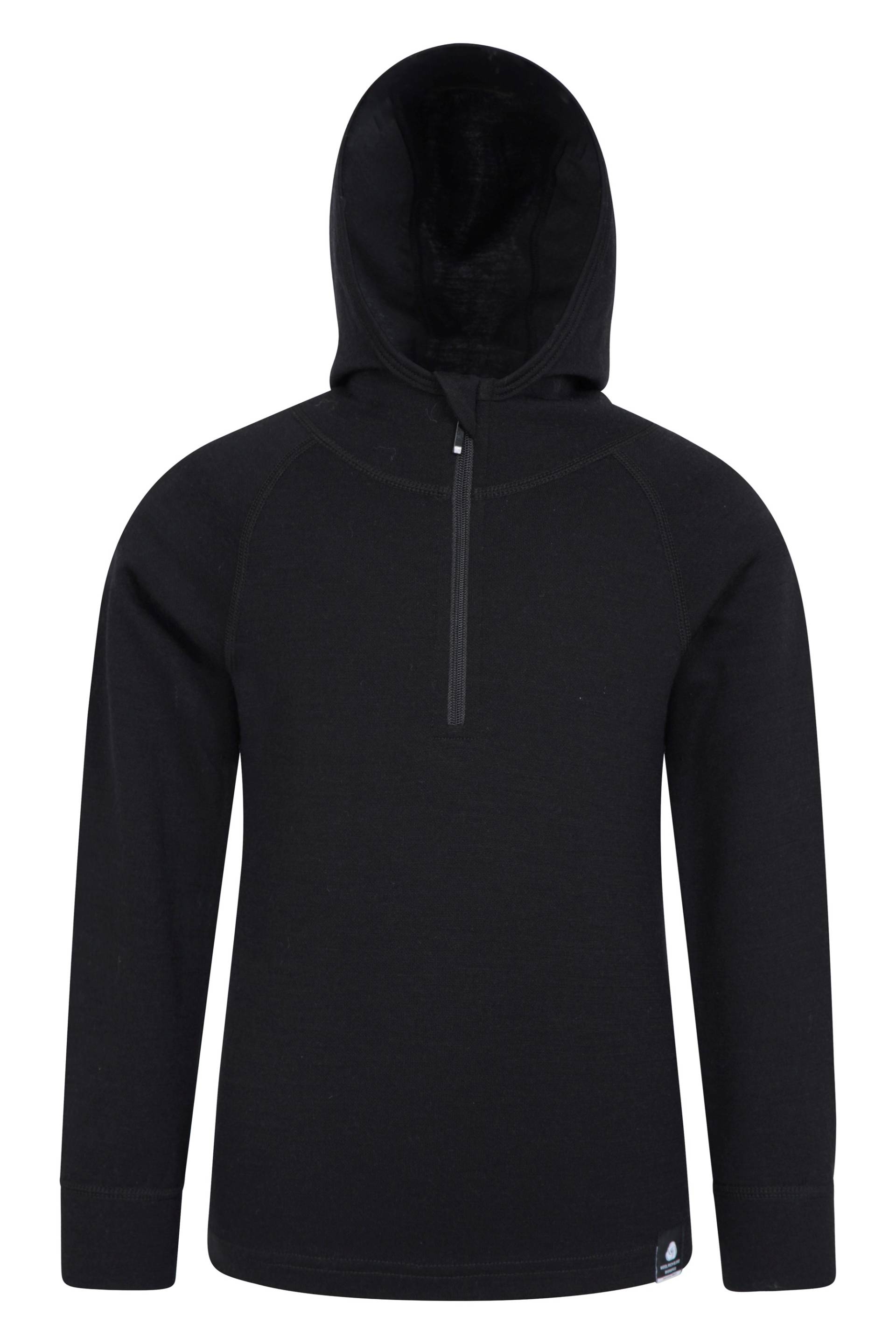 Merino Kinder Kapuzenpullover - Schwarz von Mountain Warehouse