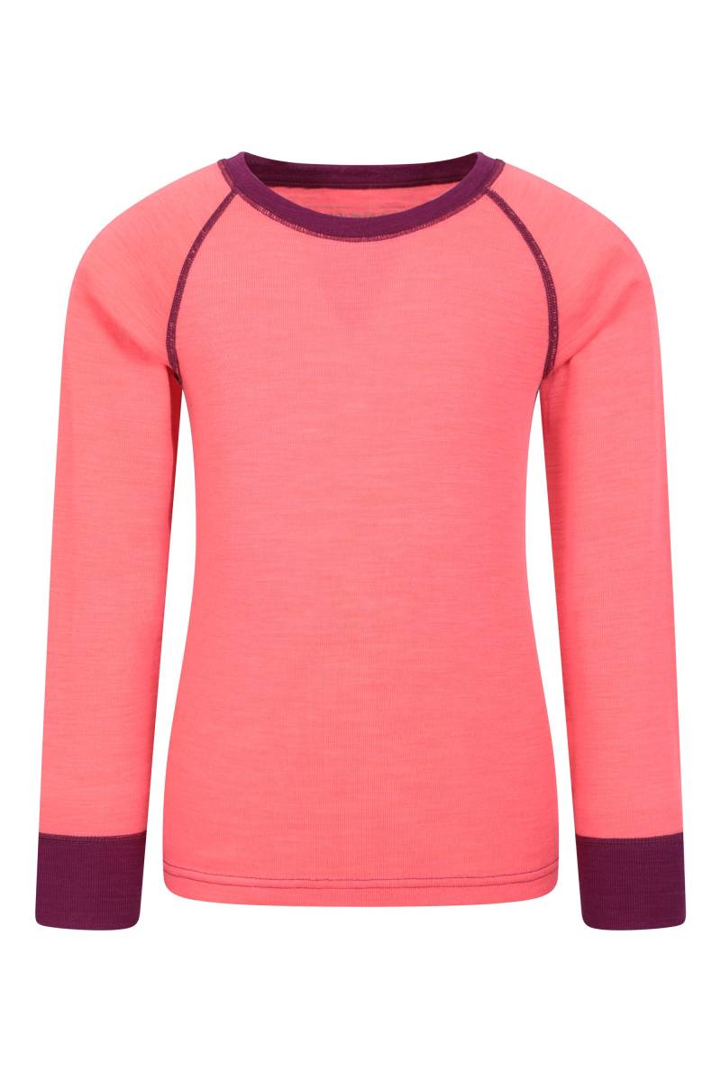 Merino Kinder Rundhals Thermo-Top - Intensiv Pink von Mountain Warehouse