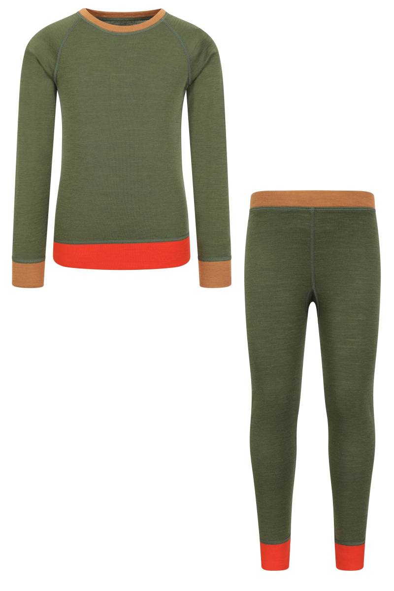 Merino-Set in Farbblockoptik für Kinder - Khaki von Mountain Warehouse