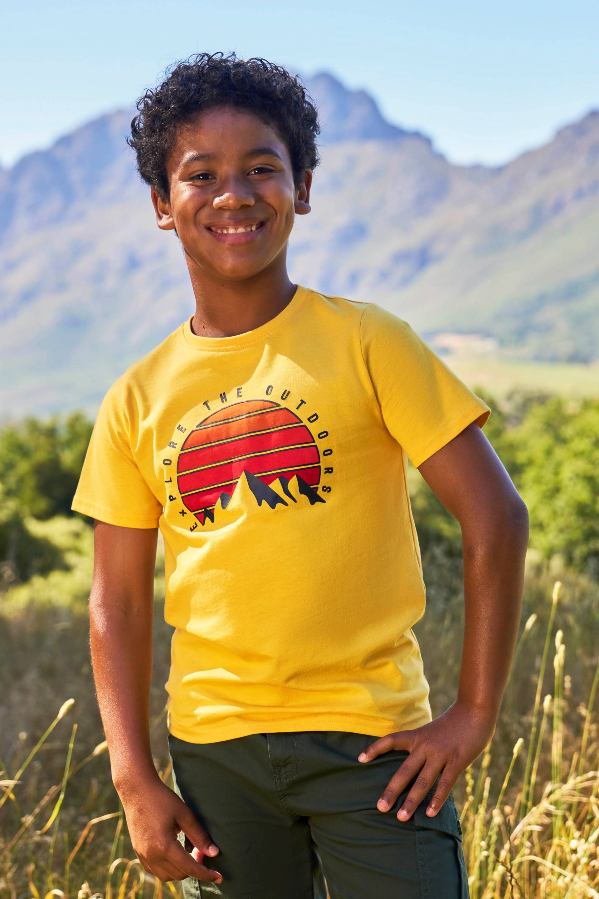 Mountain Explore Kinder Bio-Baumwoll T-Shirt - Gelb von Mountain Warehouse
