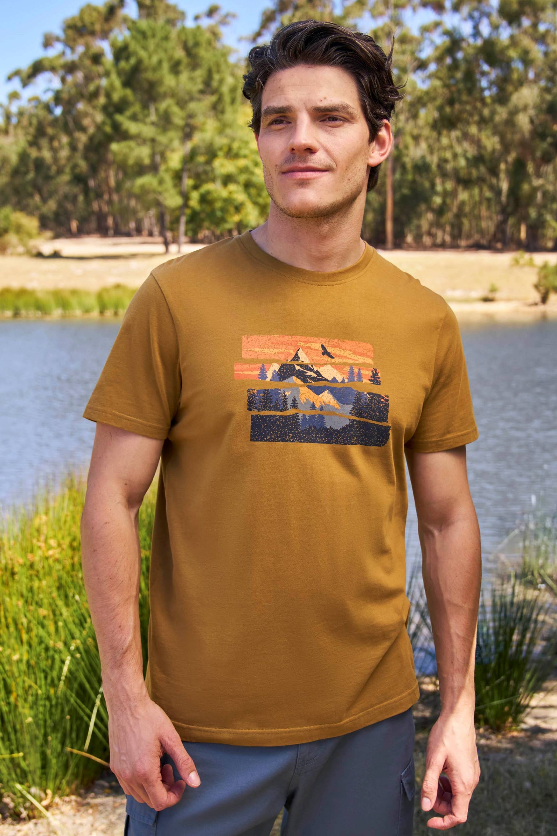 Mountain Explorer T-Shirt aus Bio-Baumwolle für Herren - Beige von Mountain Warehouse