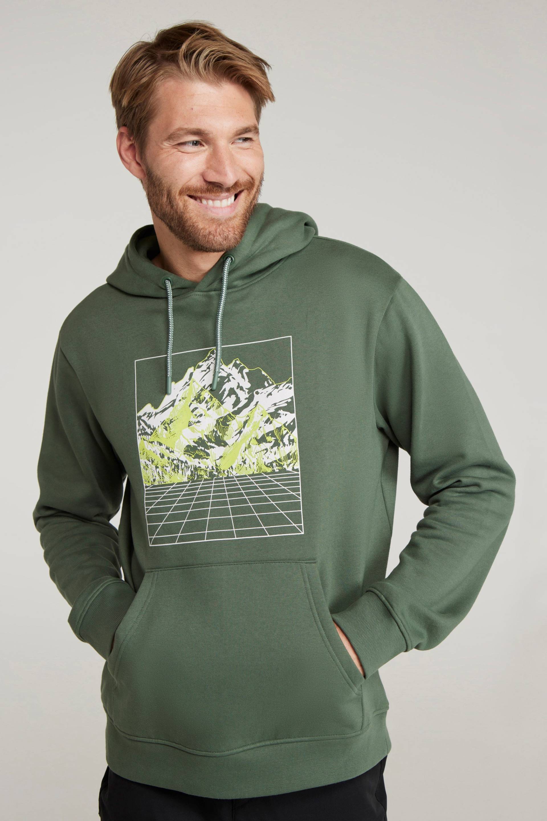 Mountain Grid Herren-Kapuzenpullover - Grün von Mountain Warehouse