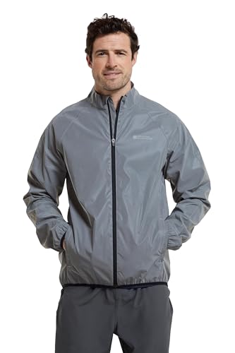 Mountain Warehouse 360 Reflektierende Jacke für Herren - Wasserfeste Unisex-Regenjacke, atmungsaktiv, Regenmantel mit durchgehendem Reißverschluss - Radfahren und Laufen Silber 4X-Large von Mountain Warehouse