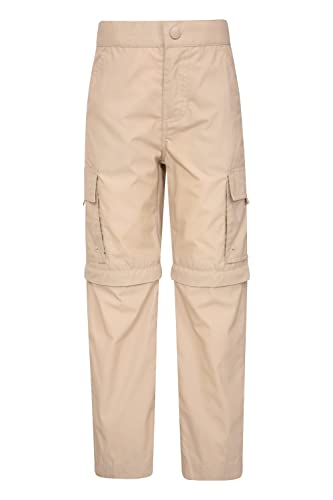 Mountain Warehouse Active Zip-Off-Kinderhose - Schrumpf- und lichtbeständige Wanderhose, schnell trocknende Cargohose für Jungen und Mädchen - für Camping, Reisen Beige 5-6 Jahre von Mountain Warehouse